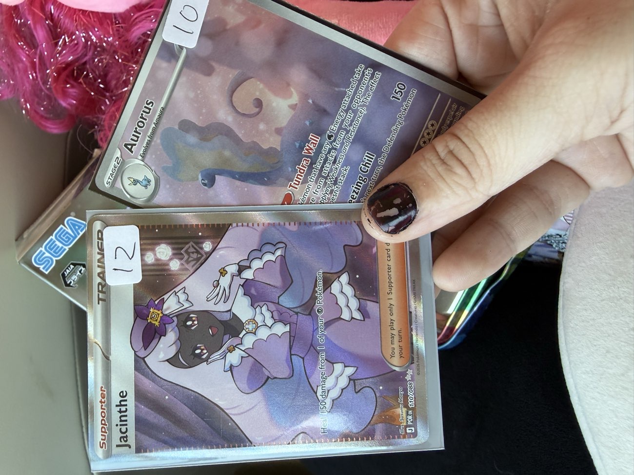 Jacinthe and Aurorus cards bought at Boreham Car Boot Sale for £20.00