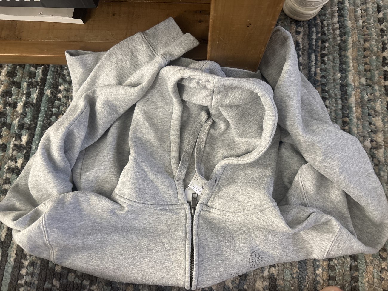 grey zip up hoody bought at The Peggy Wood Foundation for £3.50
