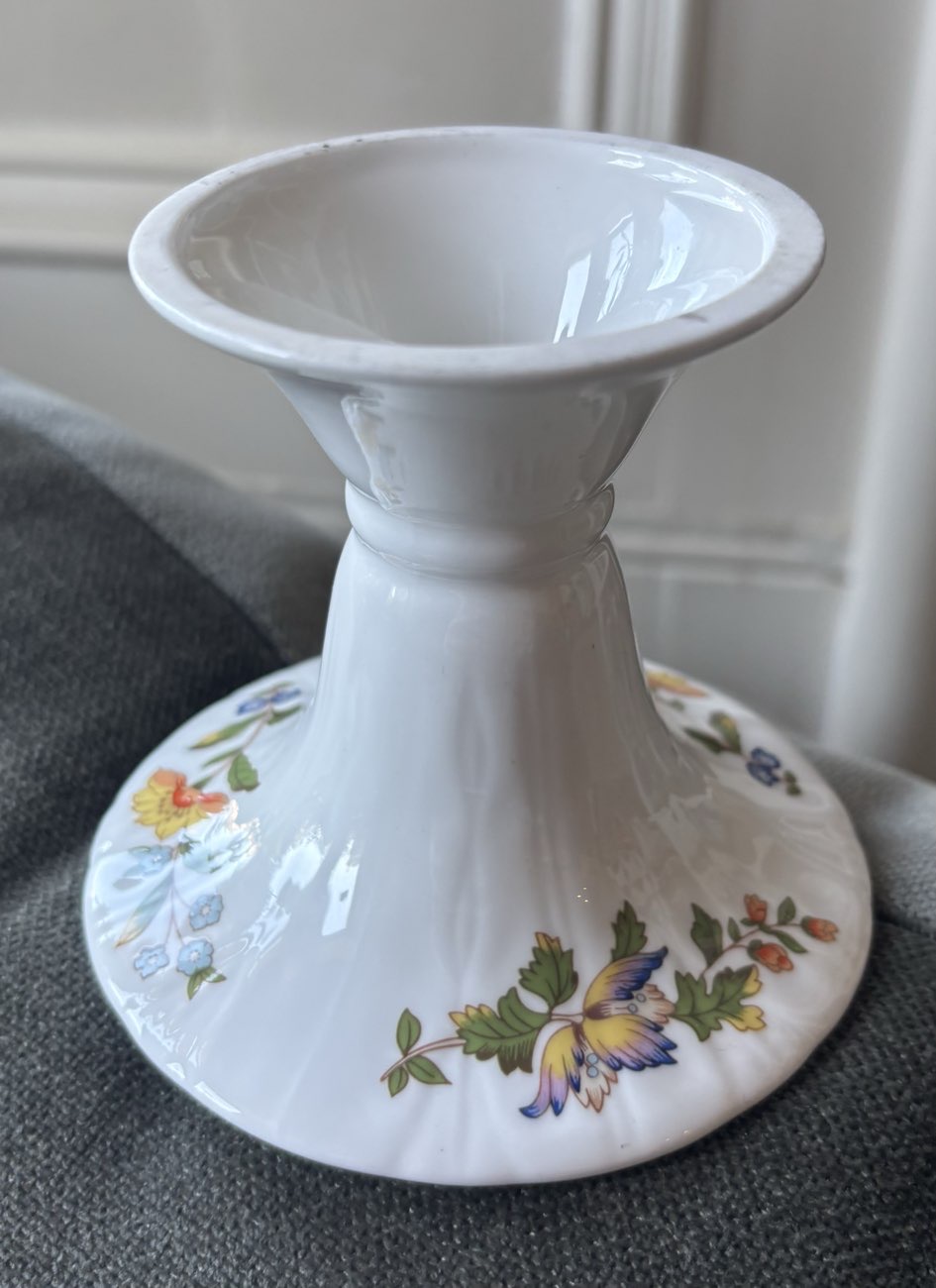 Aynsley Cottage Garden Candlestick bought at PPWH Oswald St Jumble Sale for £1.00
