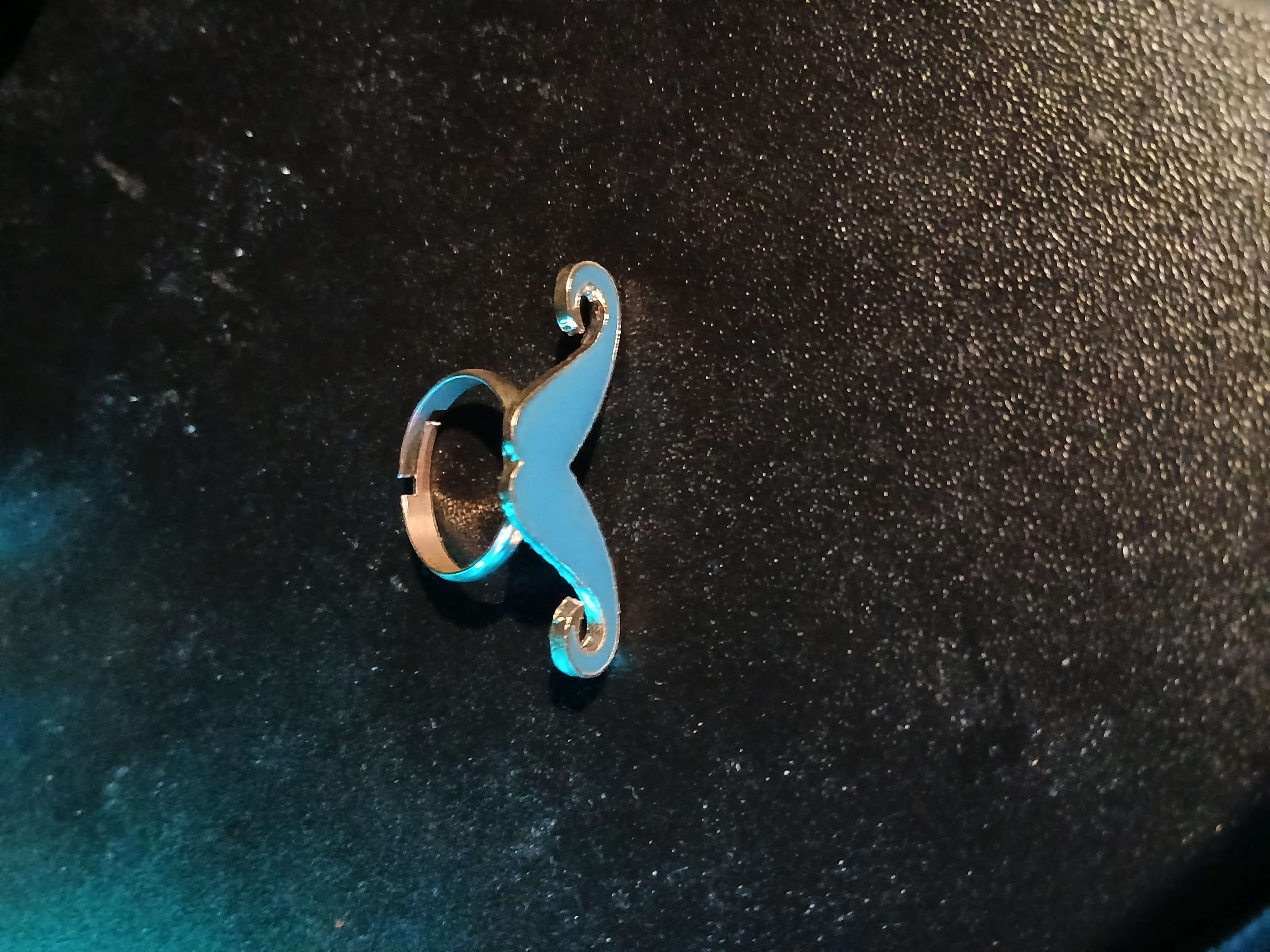 Light Blue Mustache Ring bought at Bolton Hospice Shop Bury Road for £1.00