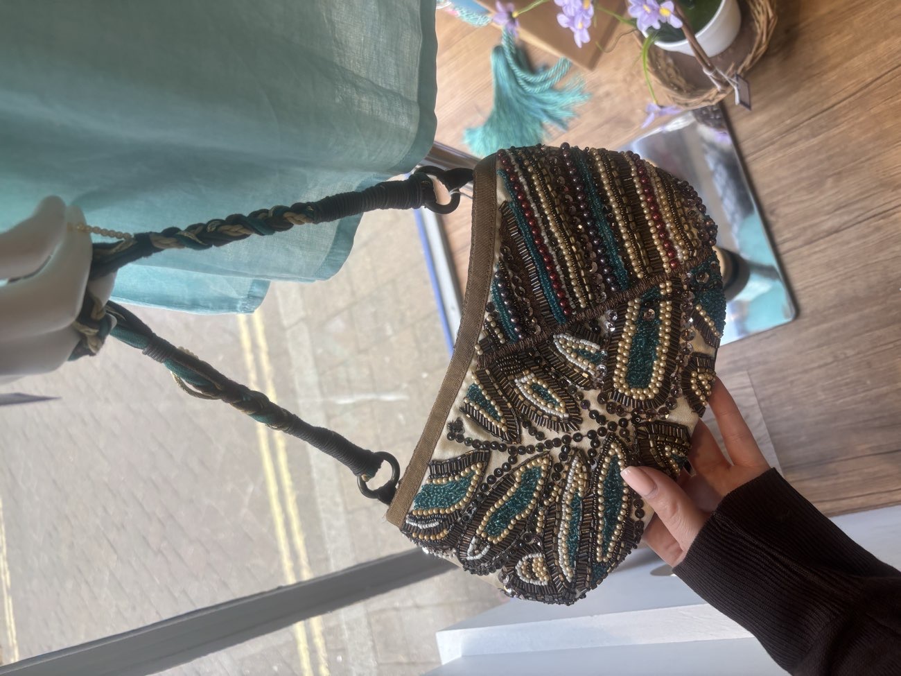 Brown Beaded Bag bought at Cancer Research UK for £6.00