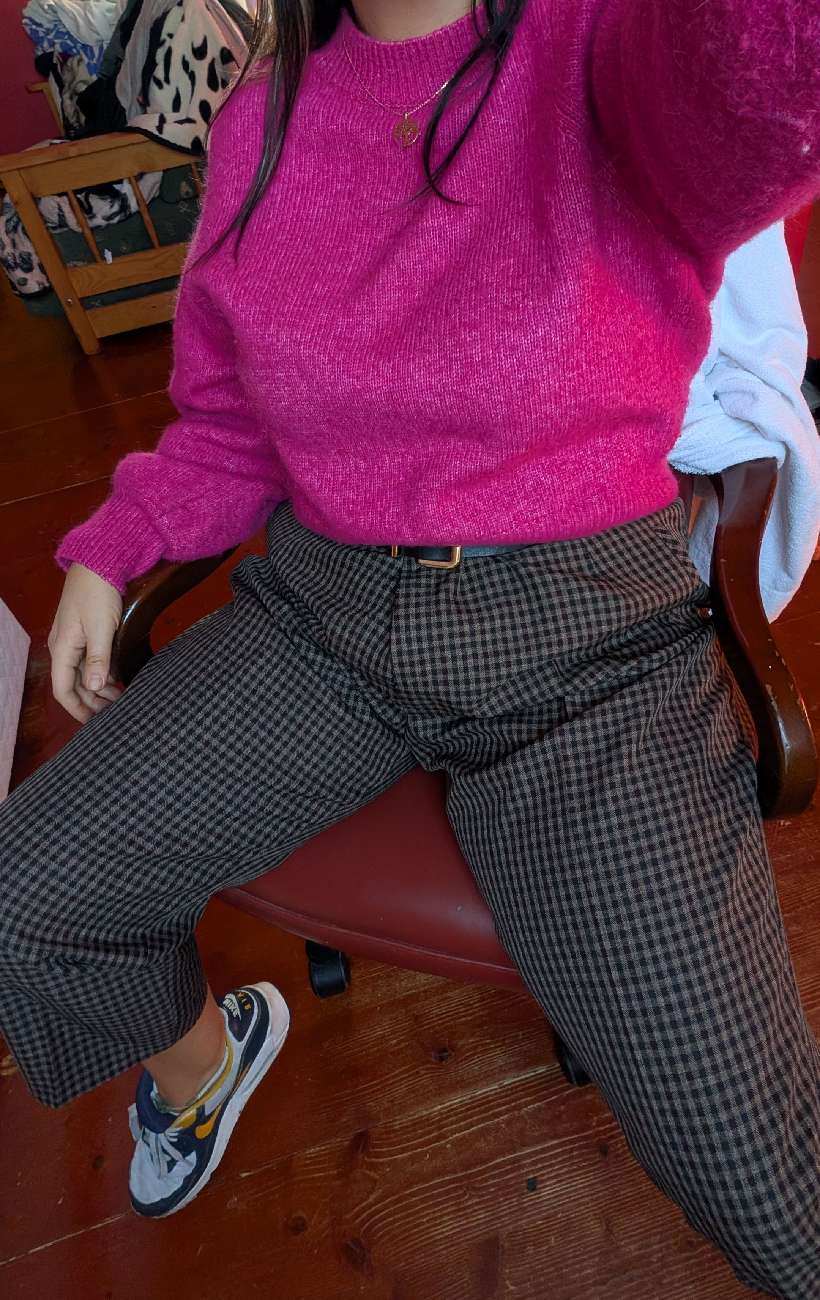 trousers, air max and jumper thrifted in New Zealand product bought at Sue Ryder Charity Shop for £3.00