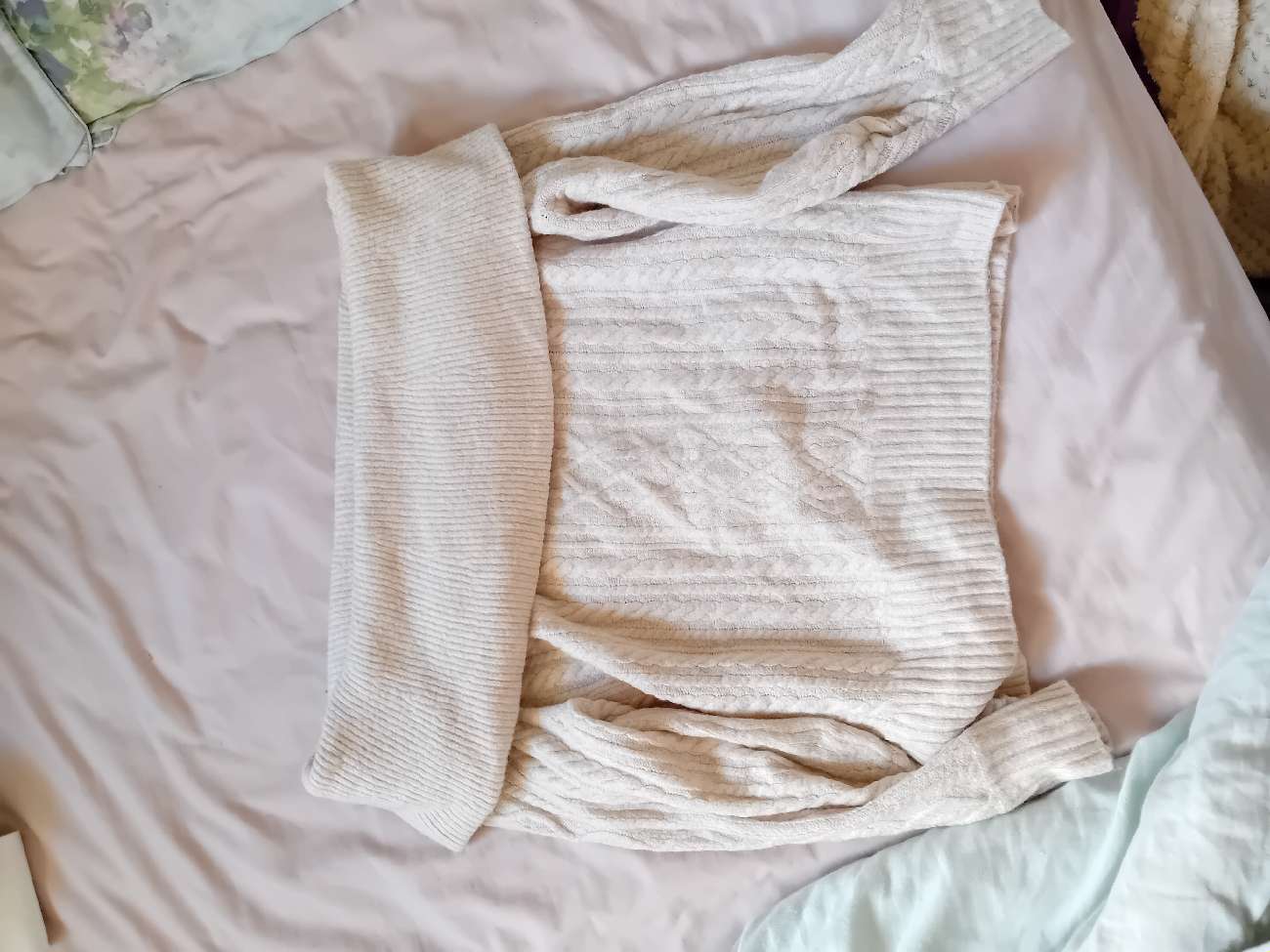 off-the-shoulder sweater product bought at Irish Wheelchair Association for €2.50