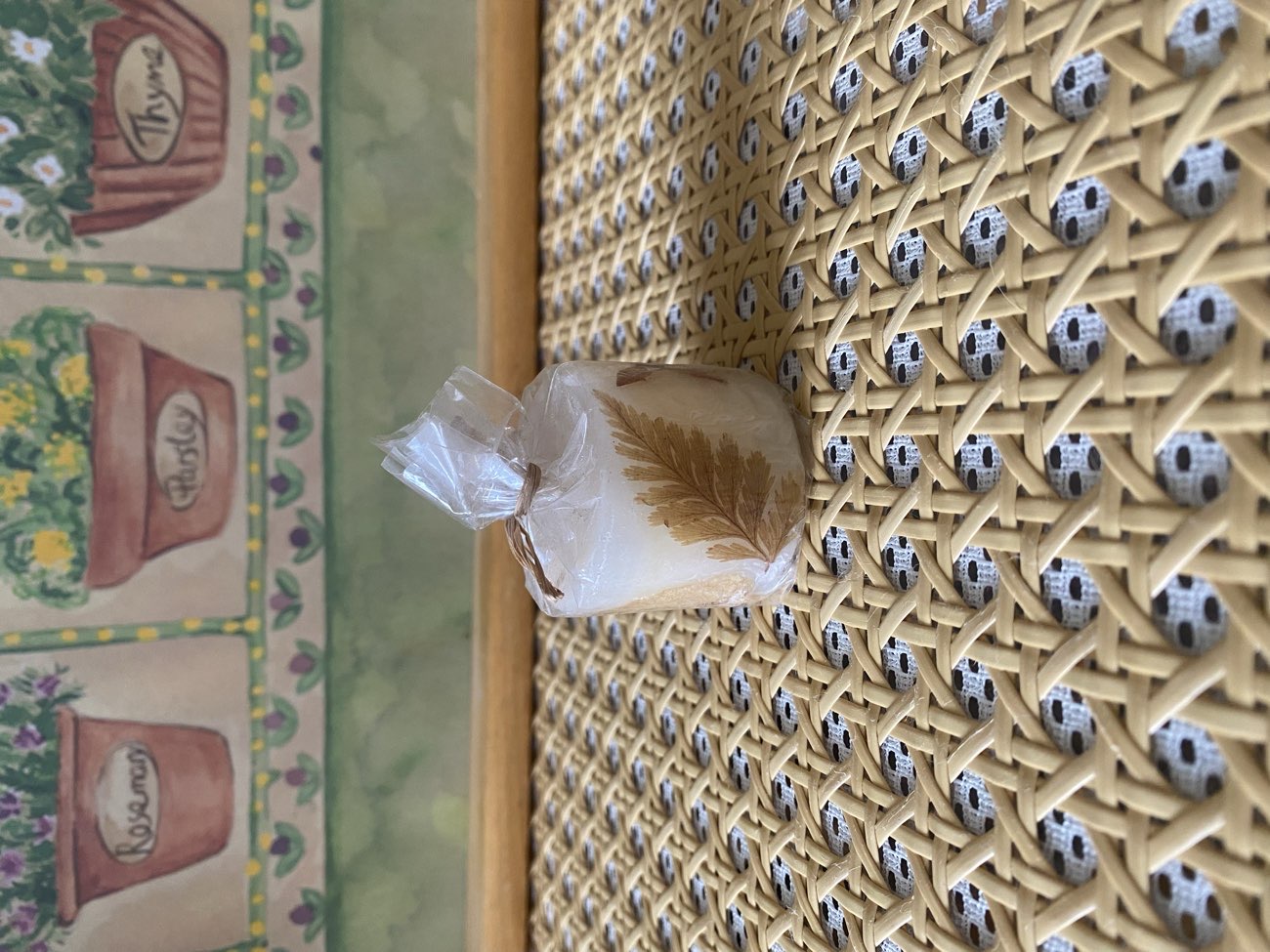 Wax Dried Leaf Candle Wrapped 🍎 bought at The Salvation Army Charity Shop for £0.50