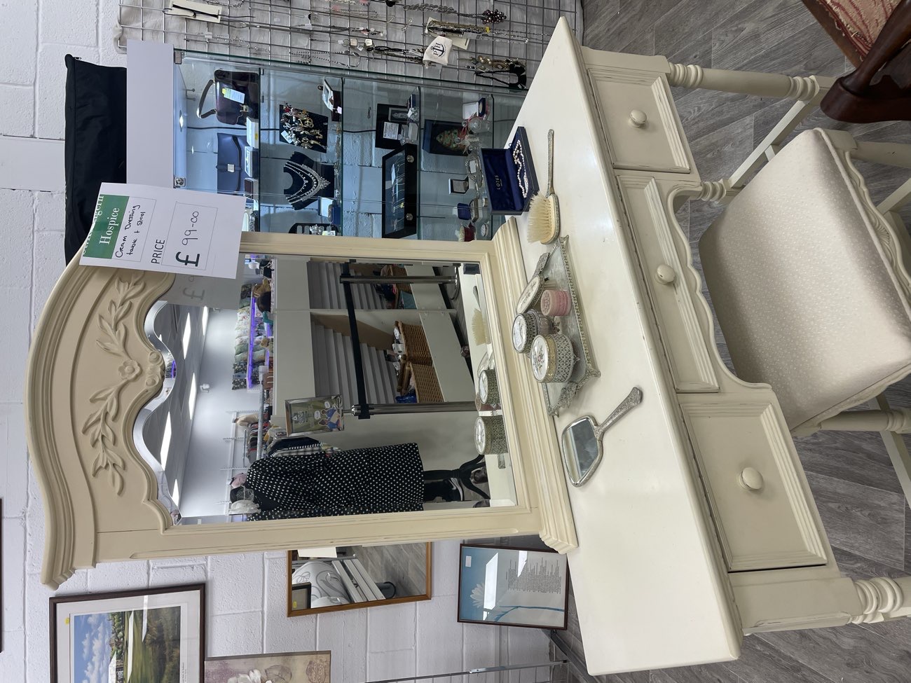 Cream Dressing Table + Stool (Items on dresser not included) product bought at St Kentigern Hospice for £99.00