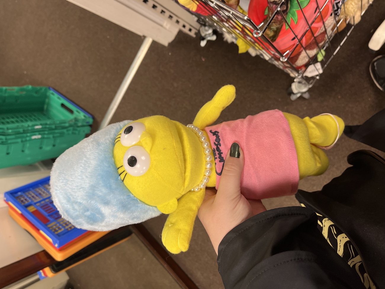 Vintage bootleg Marge Simpson plush product bought at CARE SHOP
