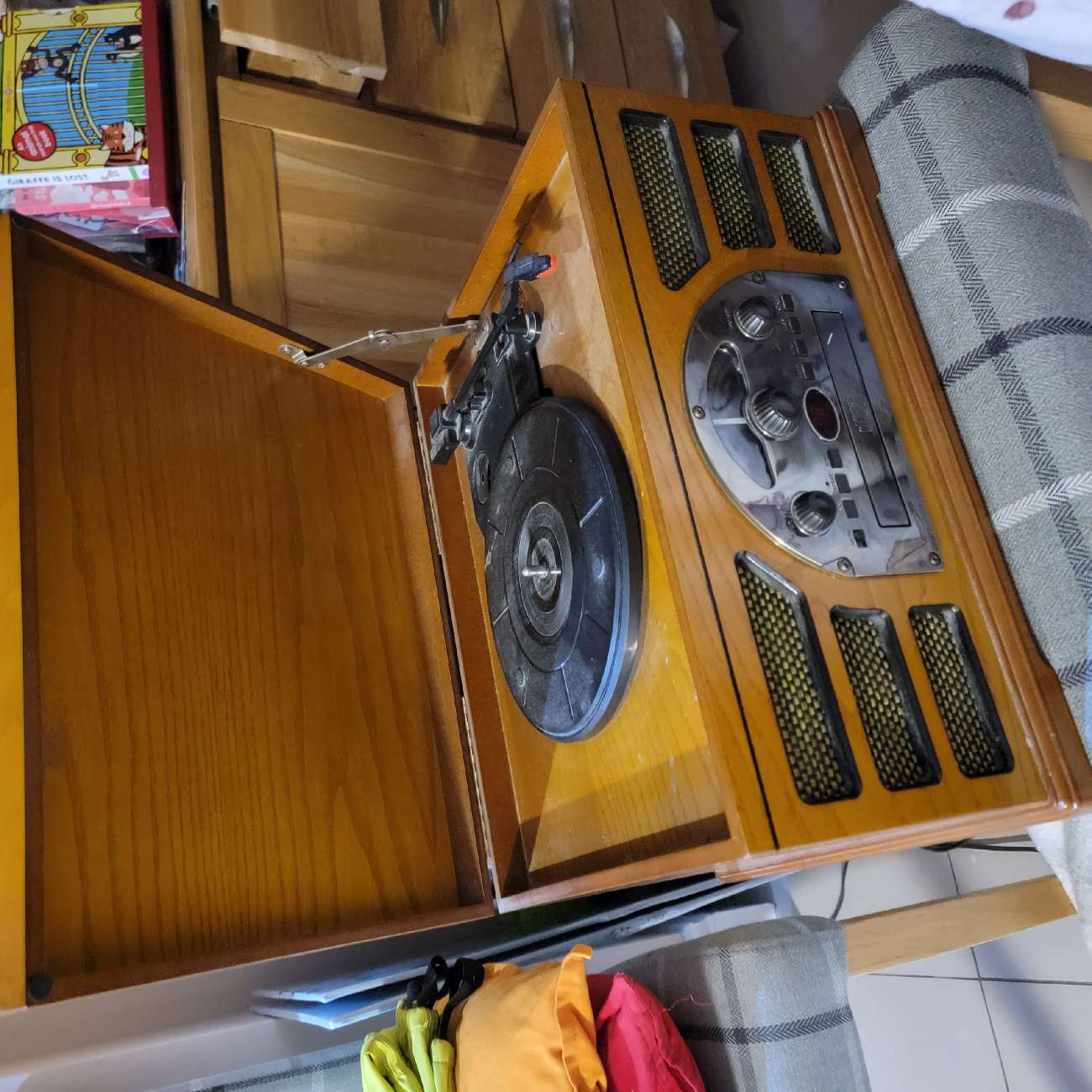 CD, radio and record player product bought at Strathcarron Hospice Falkirk Furniture Shop for £10.00