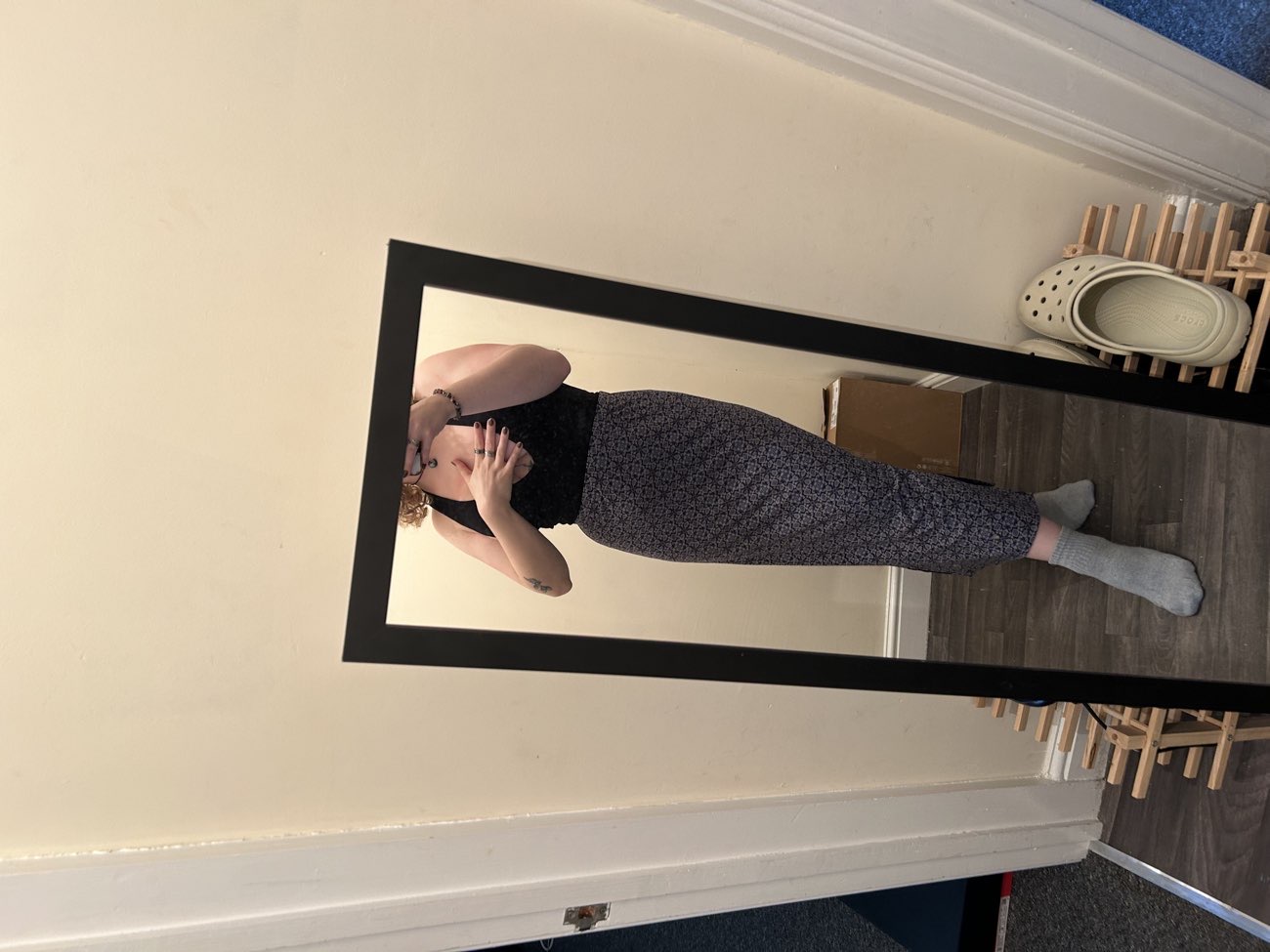 beautiful blue maxi skirt with a double slit bought at St Peter's Hospice for £6.99
