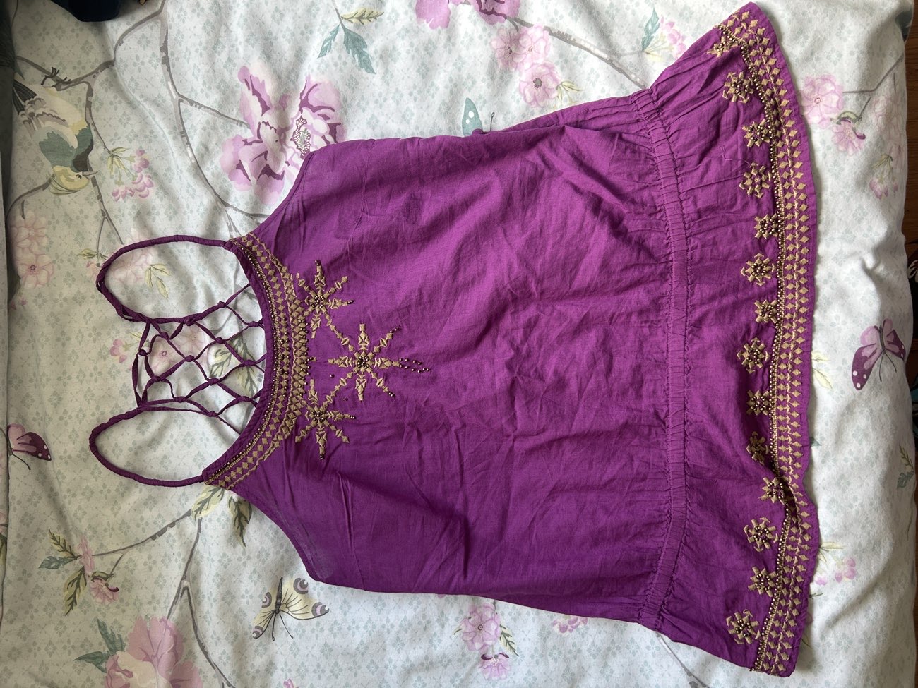 purple beaded Next boho cami bought at Mind for £4.00