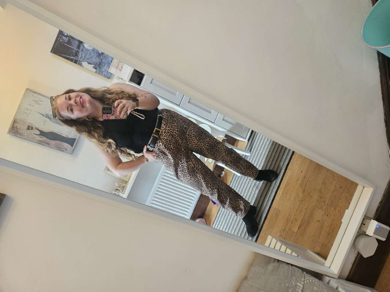 Leopard print jeans (tu) Β£7 & top (M&S) Β£4 bought at Mind London for Β£7.00