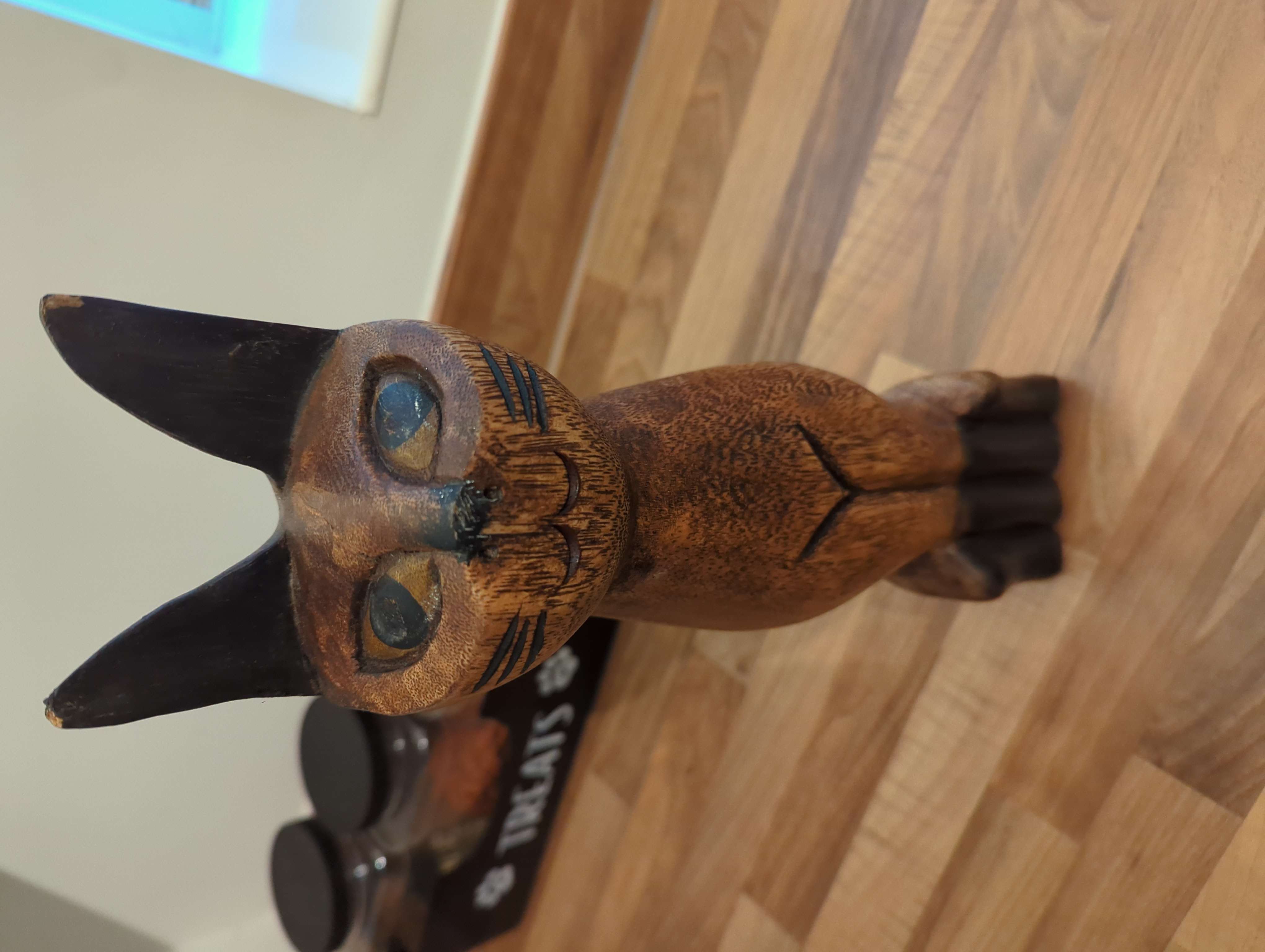 Vintage Hand Carved Wooden Cat Figure bought at St. Luke's for £4.00