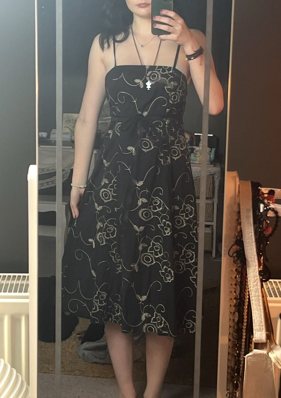 embroidered dress bought at Shelter for £8.00