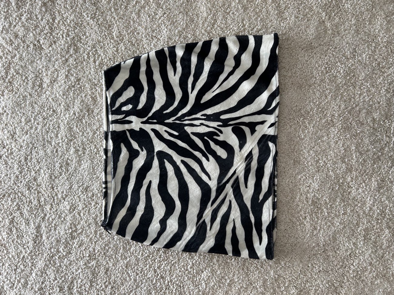 zebra fur mini skirt bought at Oxfam Shop for £3.00