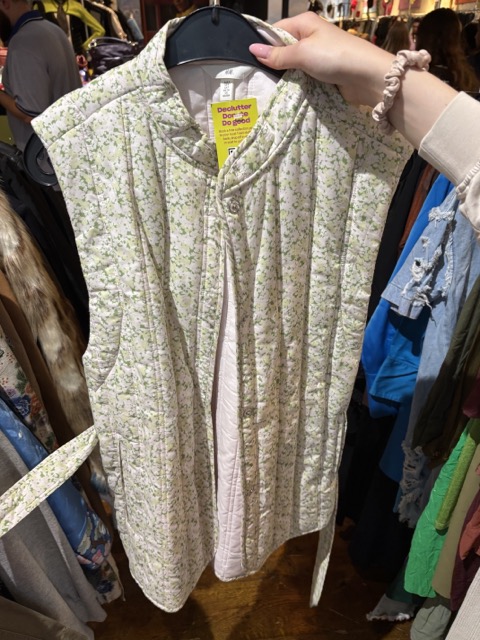 printed quilted vest (don't remember the price, didn't buy) bought at Charity Super.Mkt
