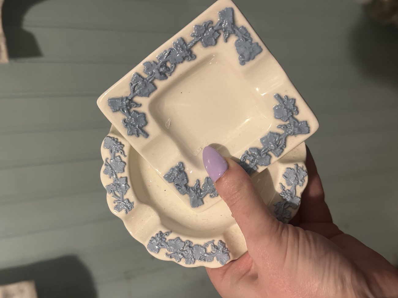 x2 Wedgwood Ash Trays/Dishes, one 1930s, one 1940s bought at Thornberry Animal Sanctuary for £10.00