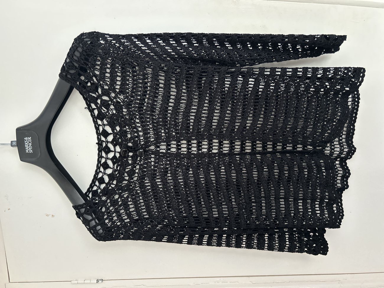 crochet cardigan product bought at Age UK Charity Shop for £3.99