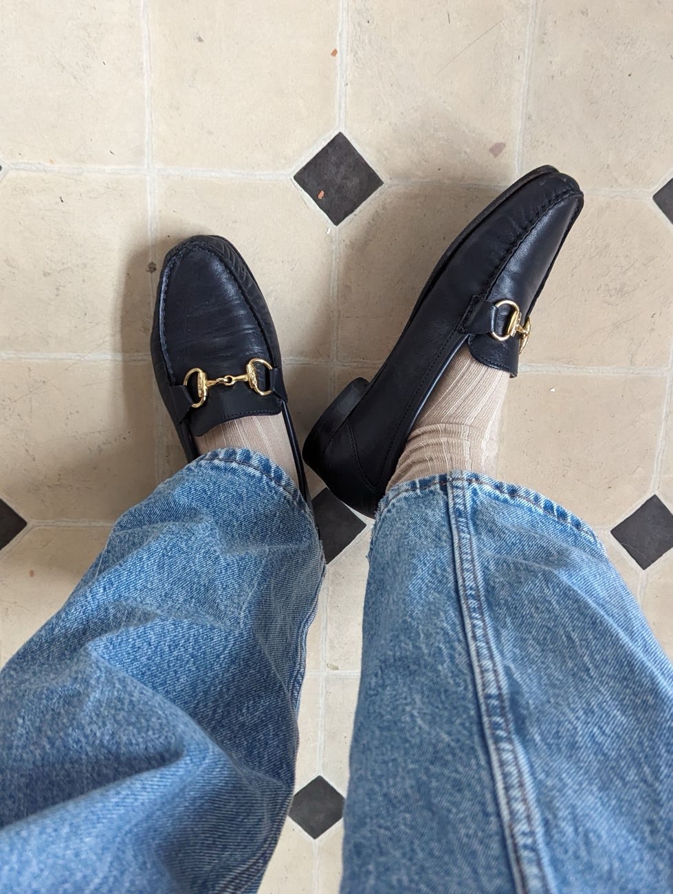 Vintage horsebit loafers bought at Shelter for £12.00