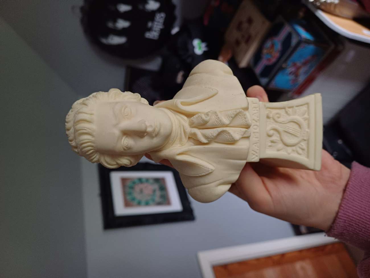Mozart bust product bought at Oxfam Shop for £8.00
