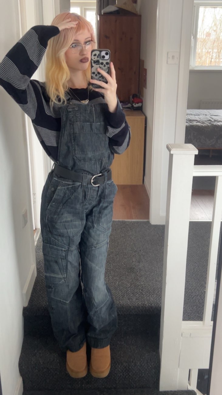 These amazing dungarees bought at Dove House Hospice for £4.00