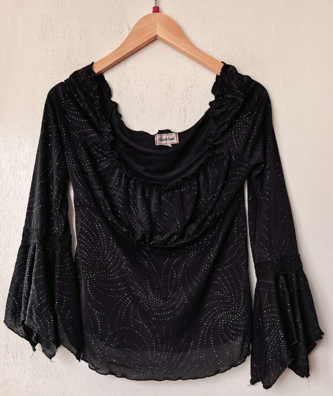 Y2K Black Sparkly Long Sleeve Top bought at WHOLESALE for £12.00