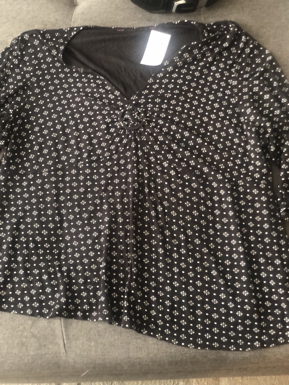 patterned 2000s black top product bought at RSPCA for £4.50