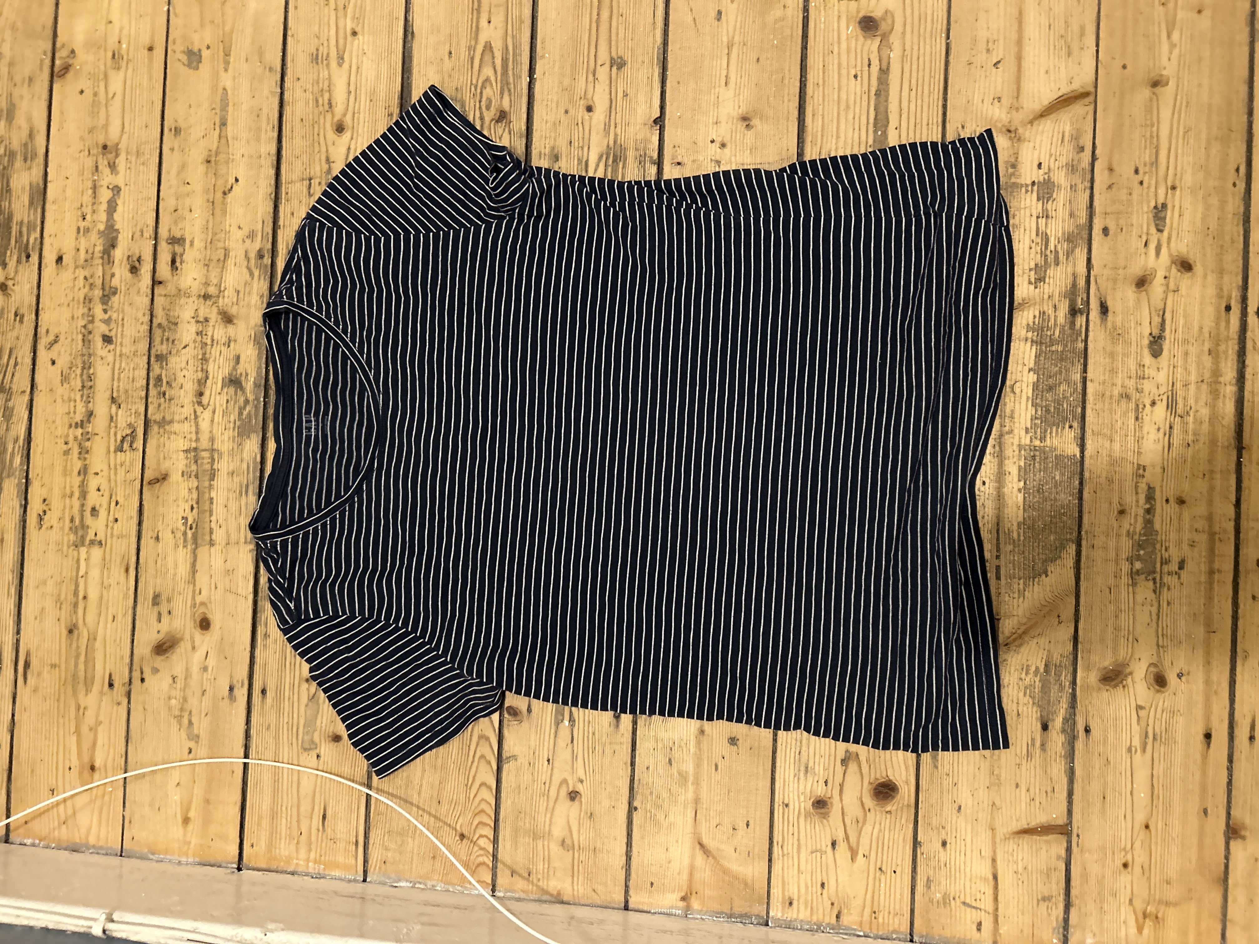 navy and white stripy baggy gap t shirt bought at Age UK Charity Shop for £3.00