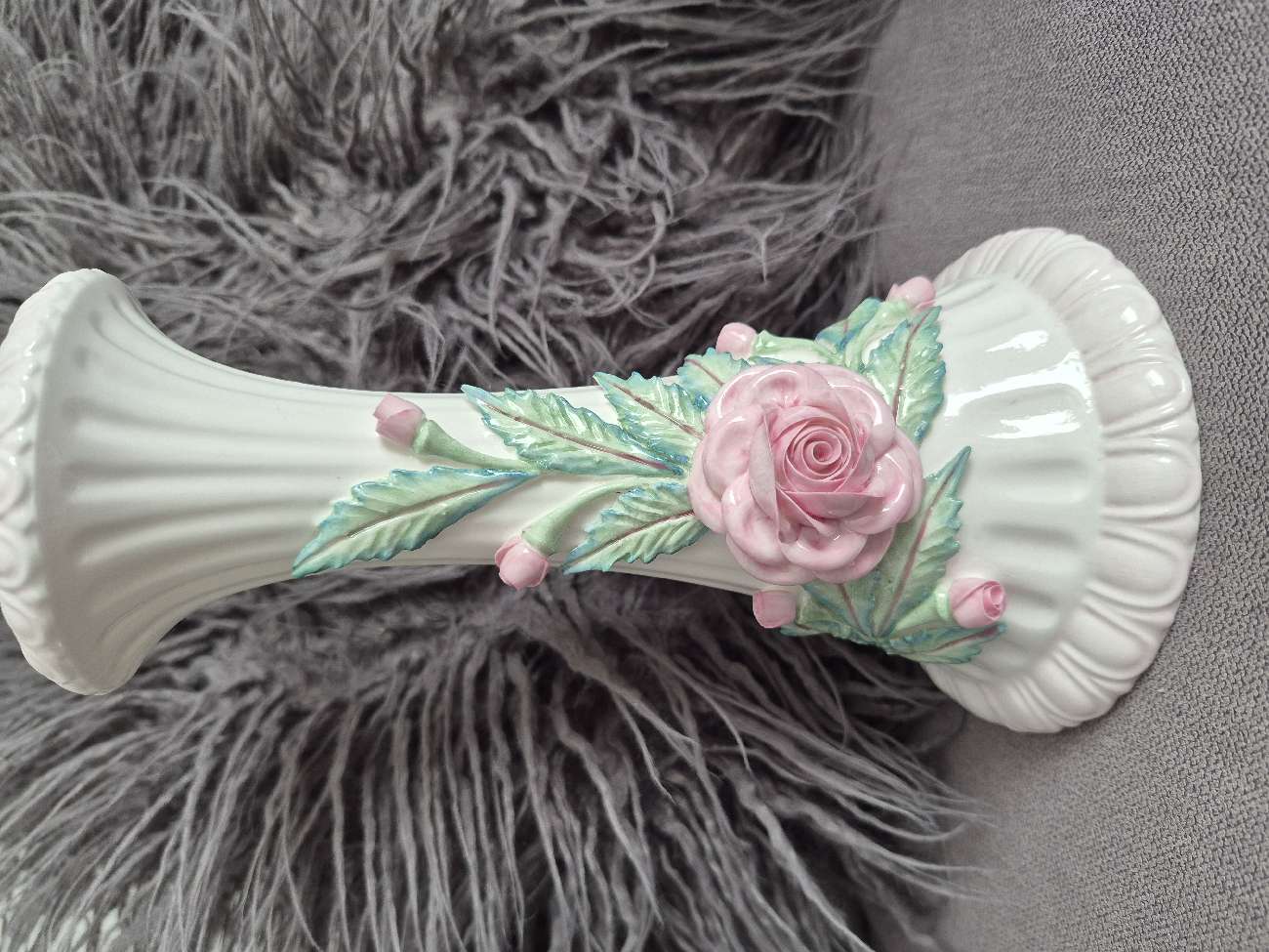Elegant Floral Ceramic Candle Holder with Pink Roses bought at British Heart Foundation for £2.00