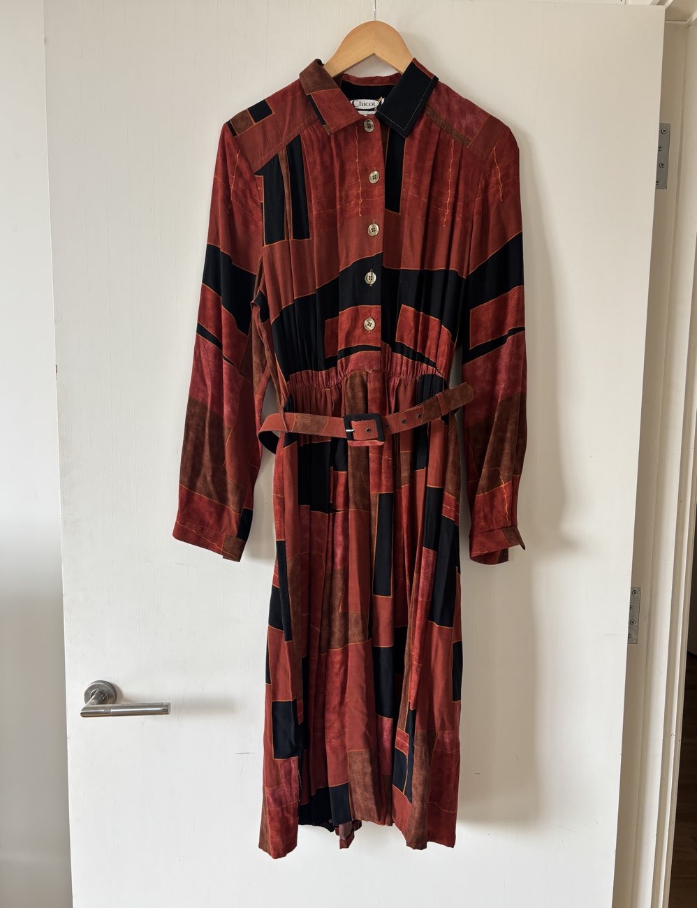 Vintage maxi dress with pattern and belt bought at Julian House for £25.00