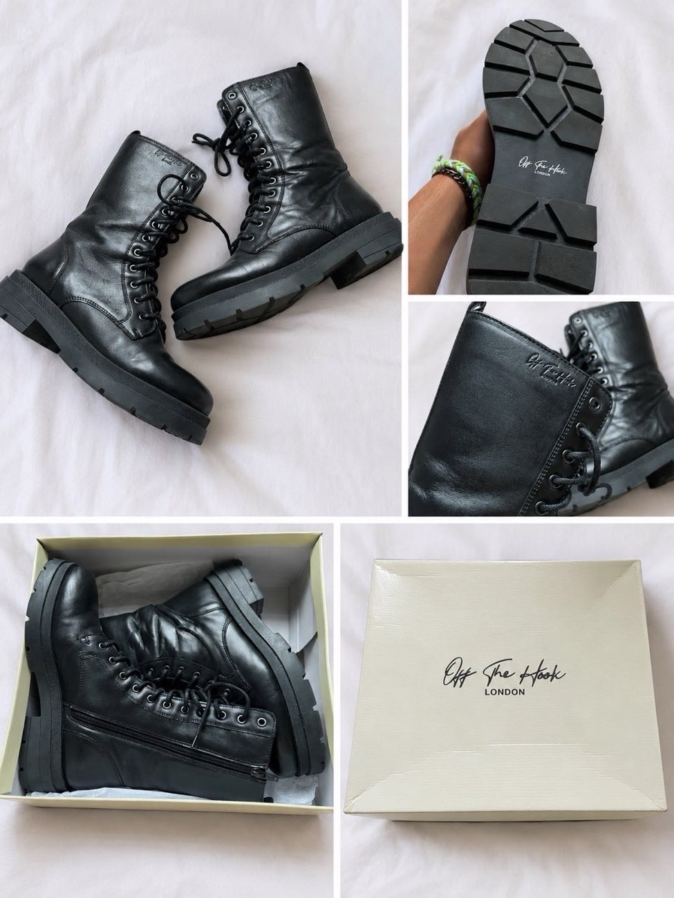 Off the hook London Boots product bought at Hospices of Hope for £10.00