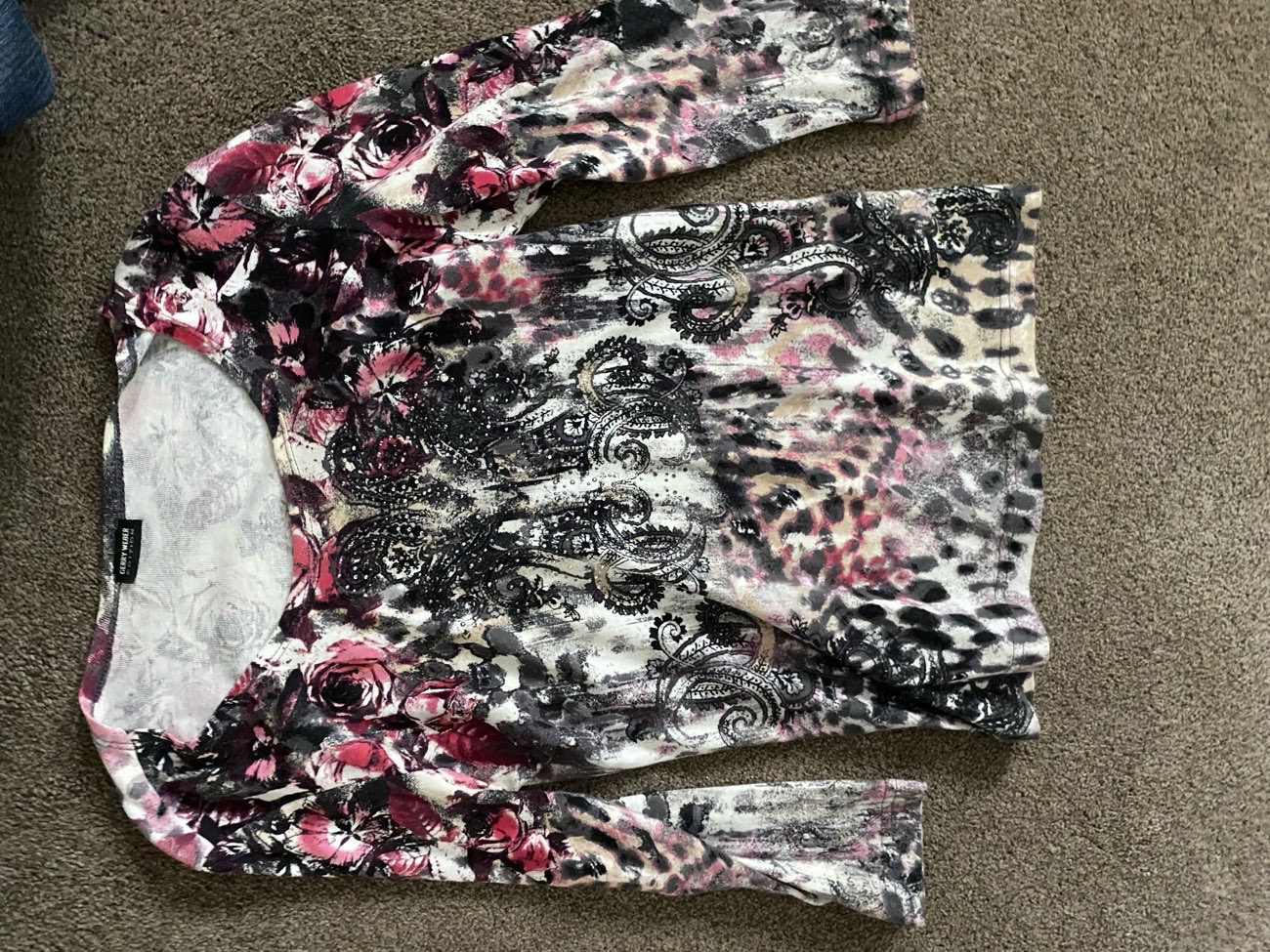 Floral Print Rhinestone Top product bought at Princess Alice Hospice for £7.00