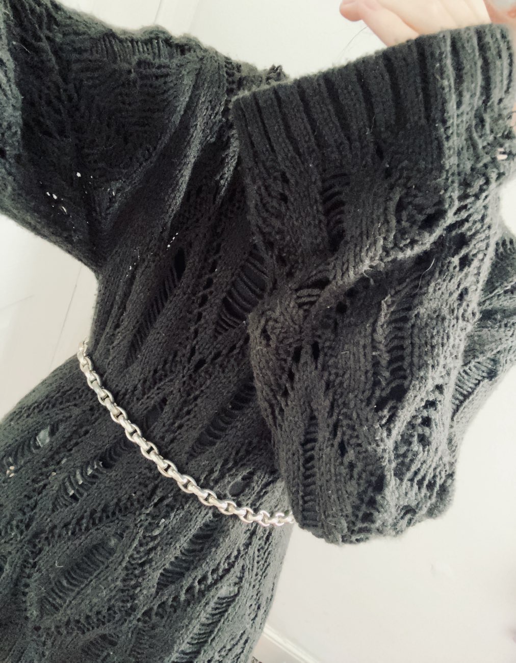 distressed sweater ! (styled in a fully thrifted fit) bought at Age UK Charity Shop for Β£4.00