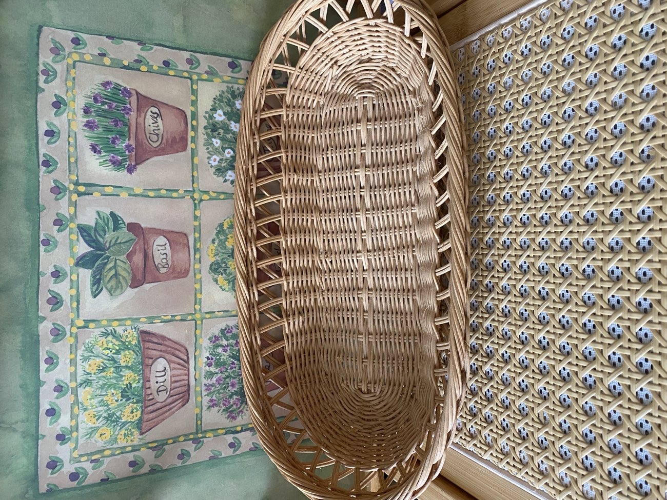 Wooden Woven Wicker Basket 🍎 bought at Bath Cats and Dogs Home for £1.50