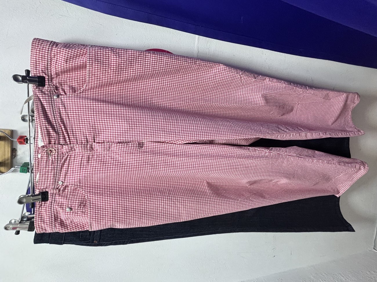 Red Gingham Trousers bought at Cancer Research UK for £6.00