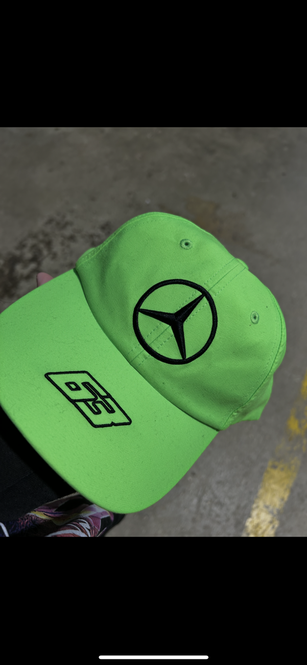 George Russell Mercedes AMG F1 Hat Neon Green bought at Sobell House for £2.00