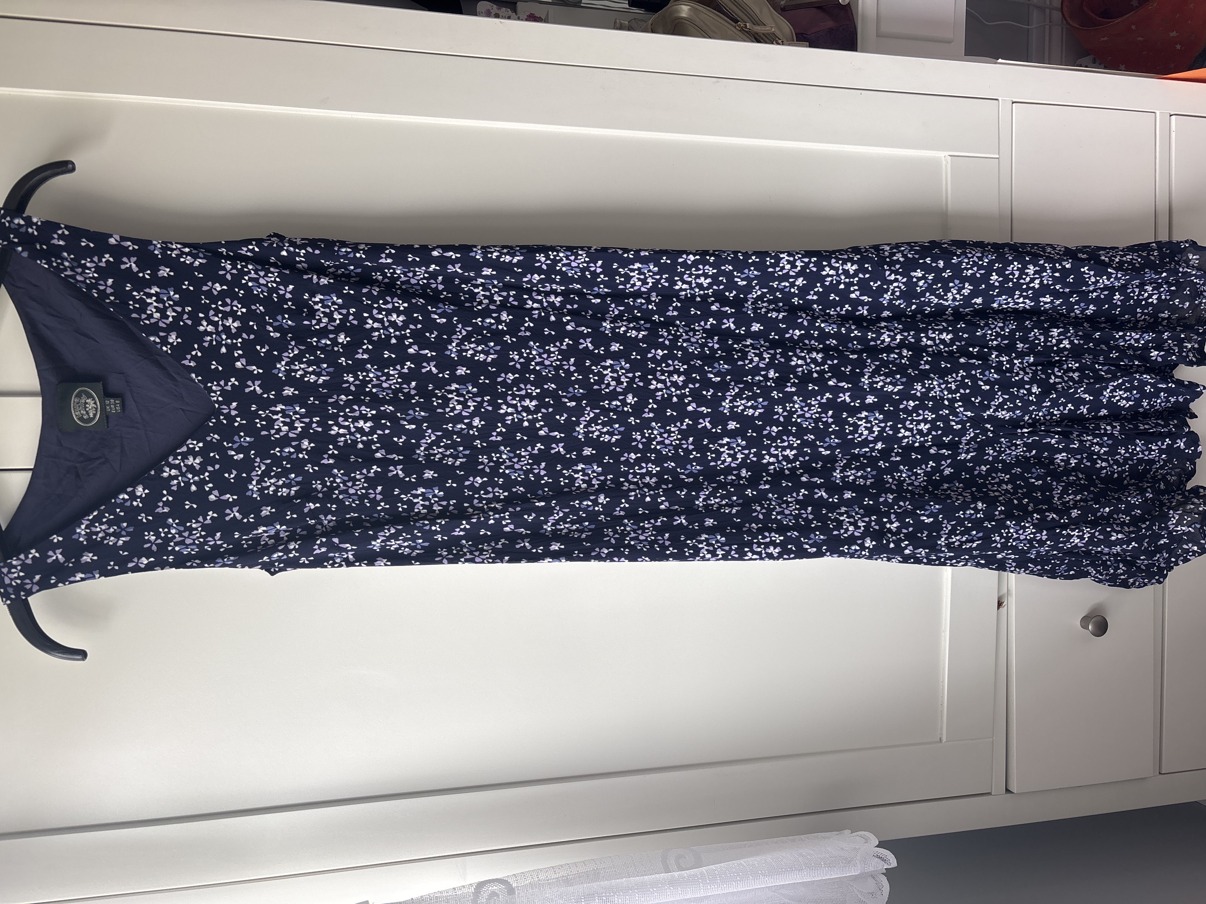 vintage laura ashley blue and purple viscose dress bought at De-Part-Mental Store for Β£10.00