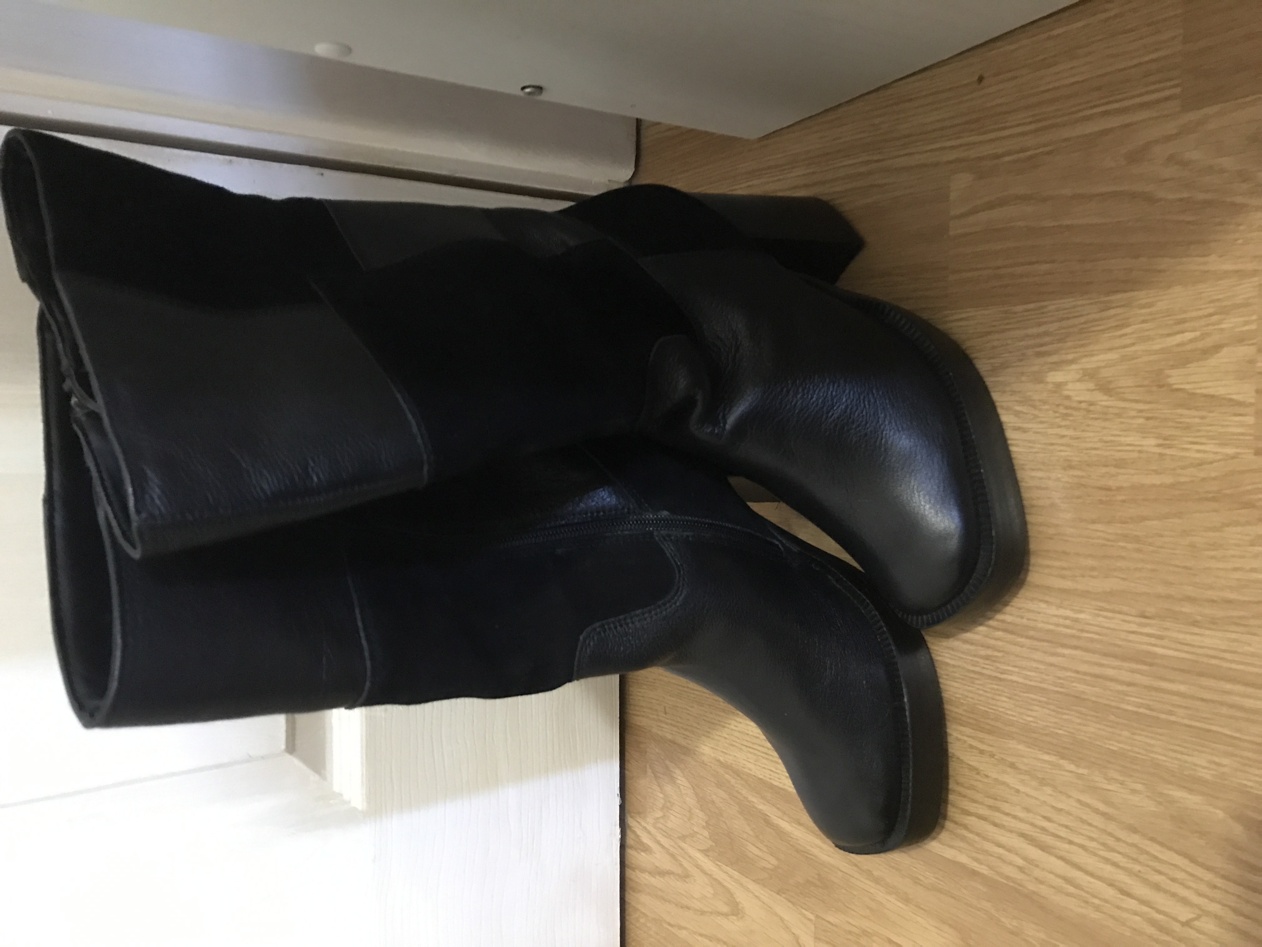 black knee high boots bought at PDSA for £3.00