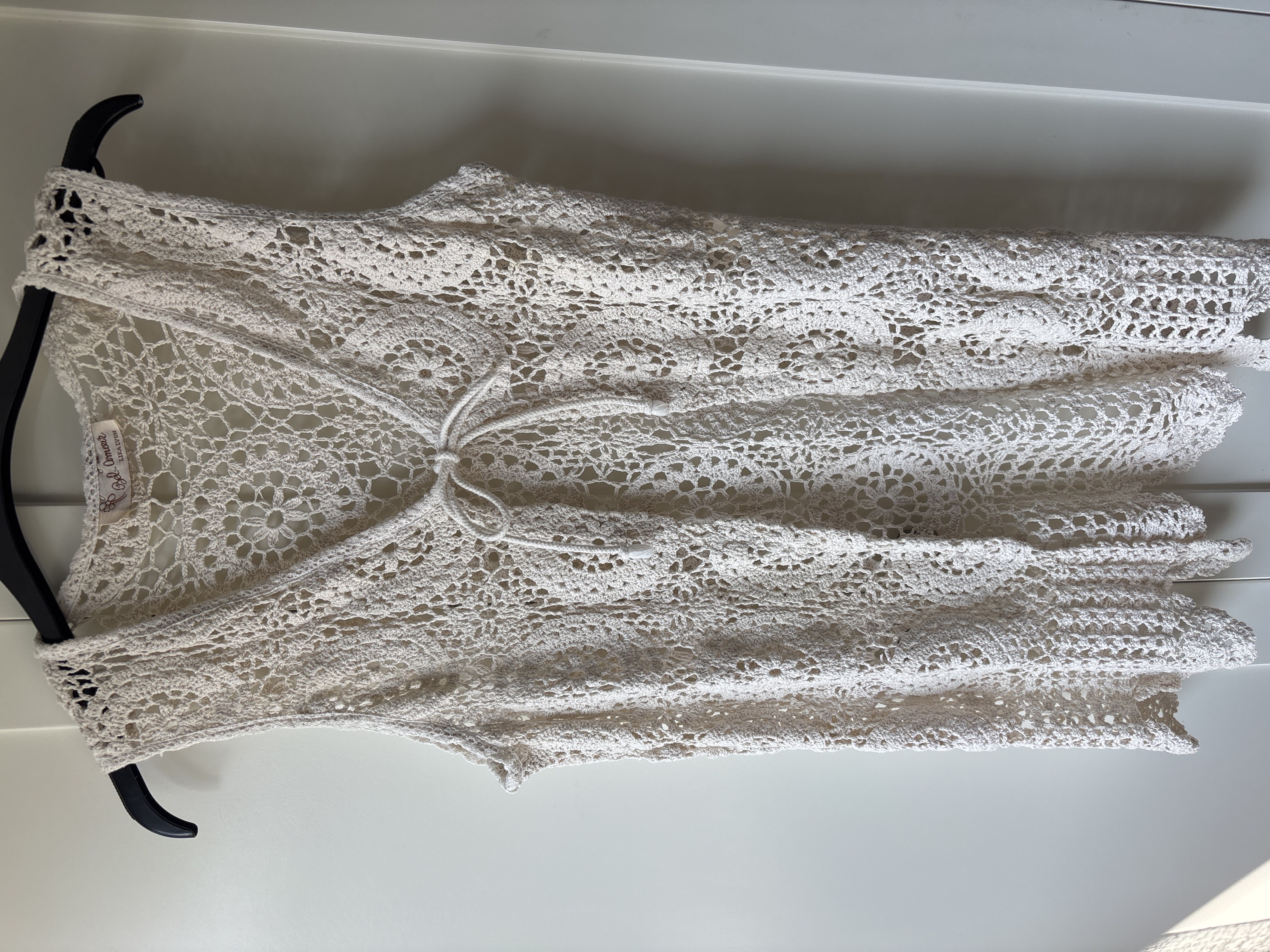 crochet bel amour tie front cardigan bought at Rhyl Car Boot Sale for £1.00