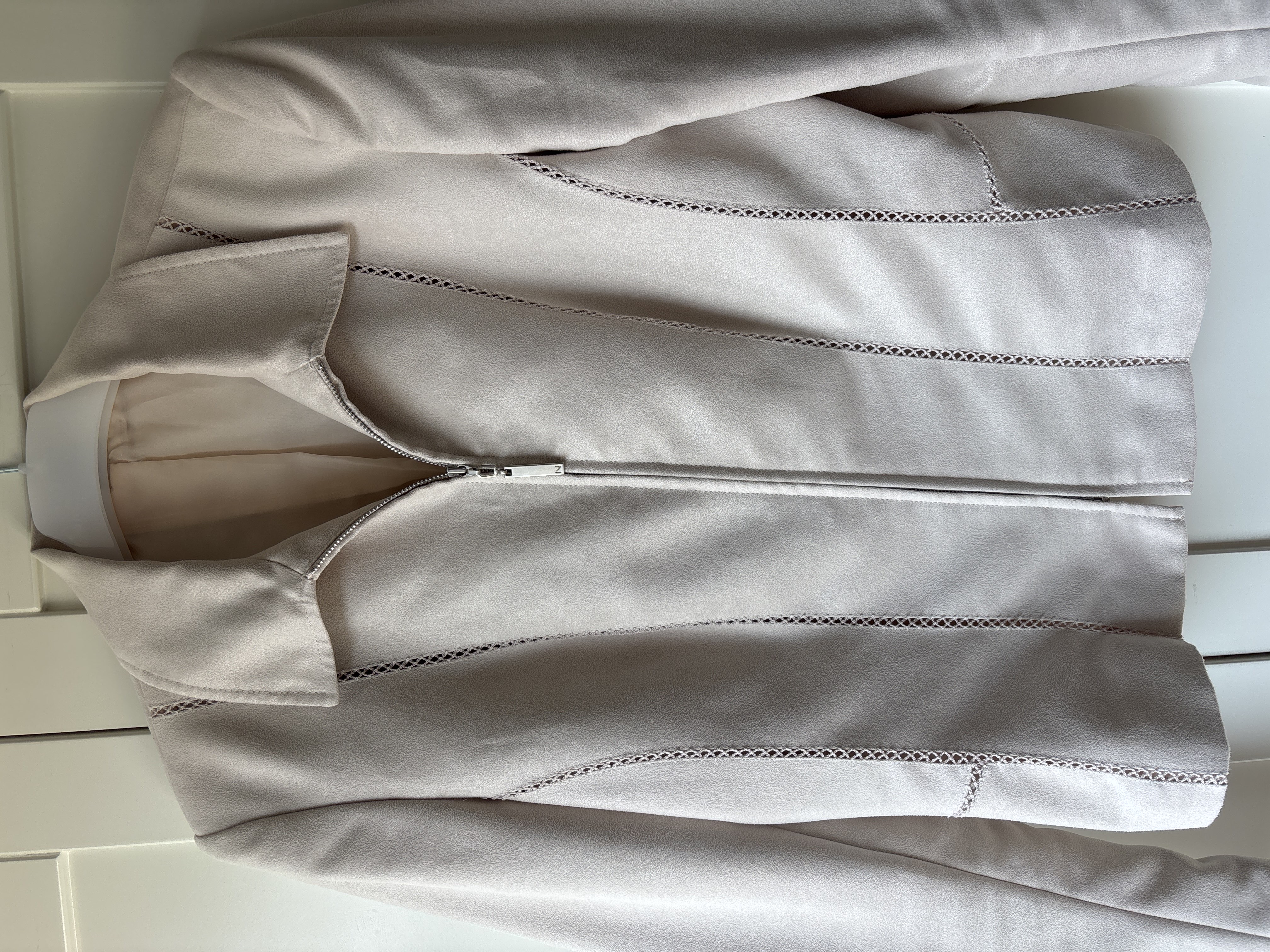 next beige suede jacket bought at St Vincent's for £5.00