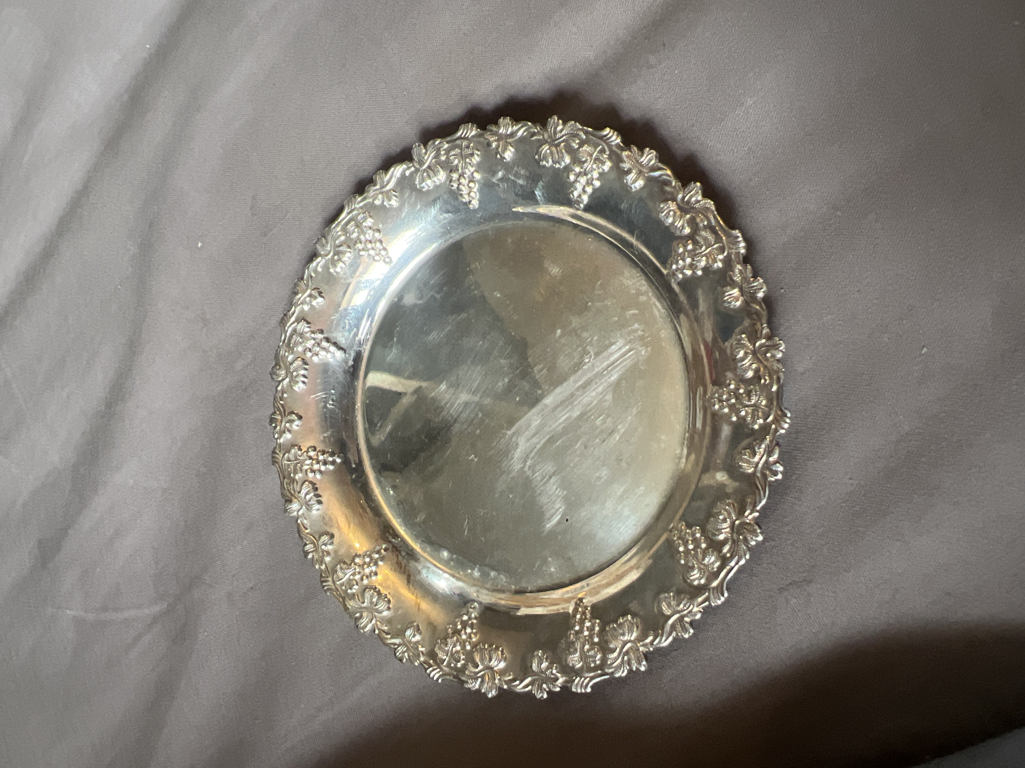 vintage silver plate with grape detailing bought at Bolton Car Boot Sale for £1.00