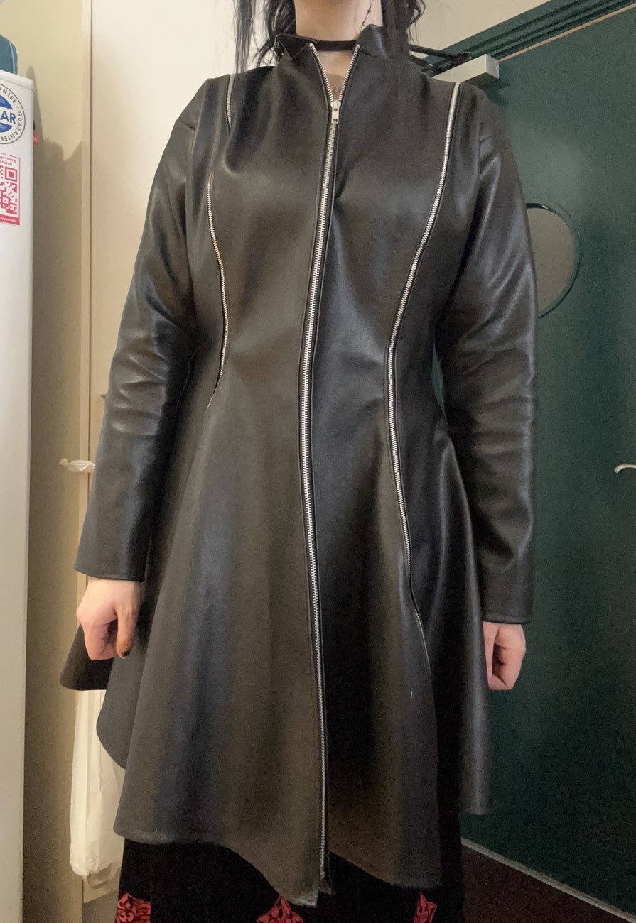 black leather coat with zips product bought at Yorkshire Cancer Research for £10.00