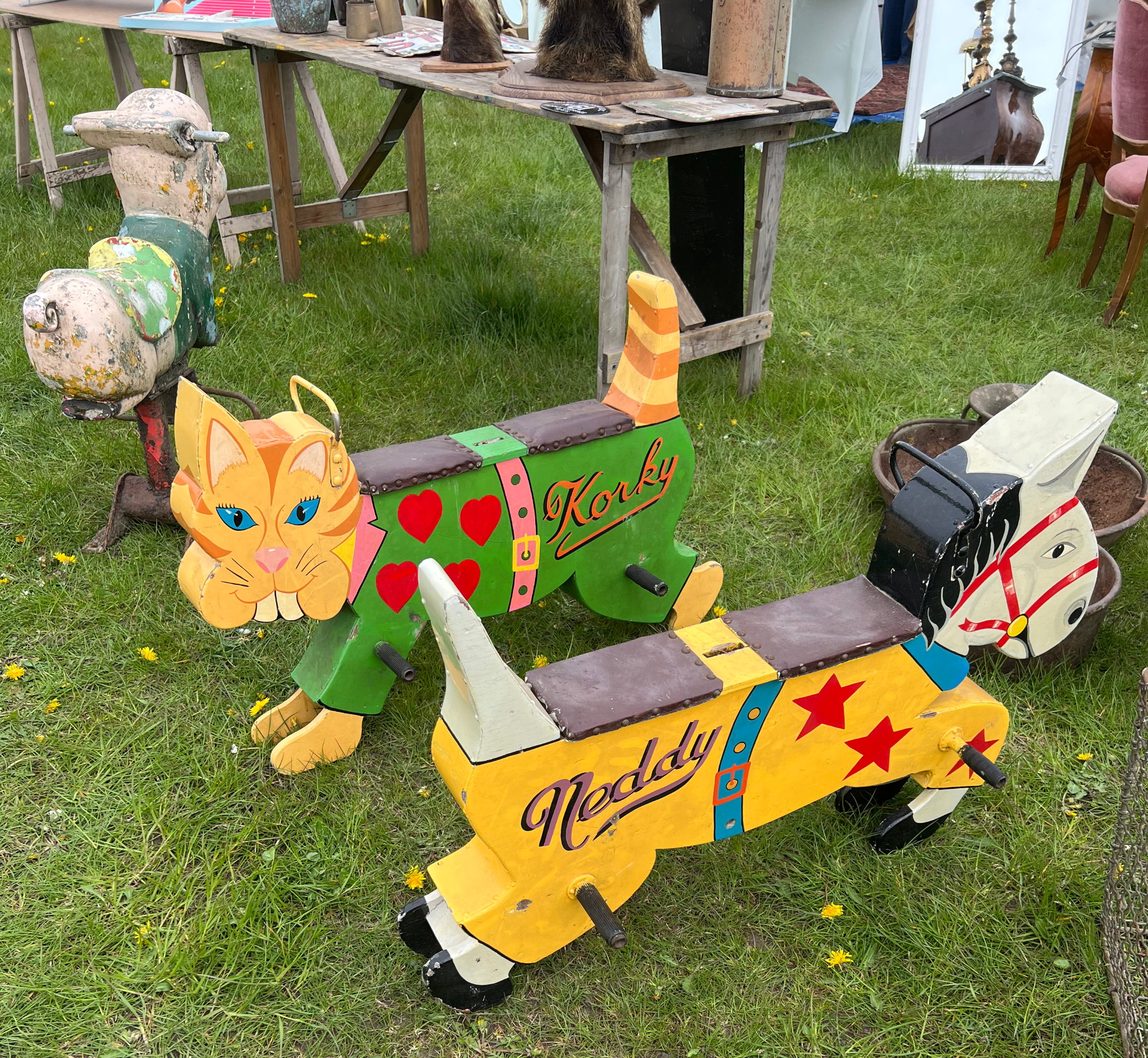 Vintage Cat and Horse off a Merry Go Round