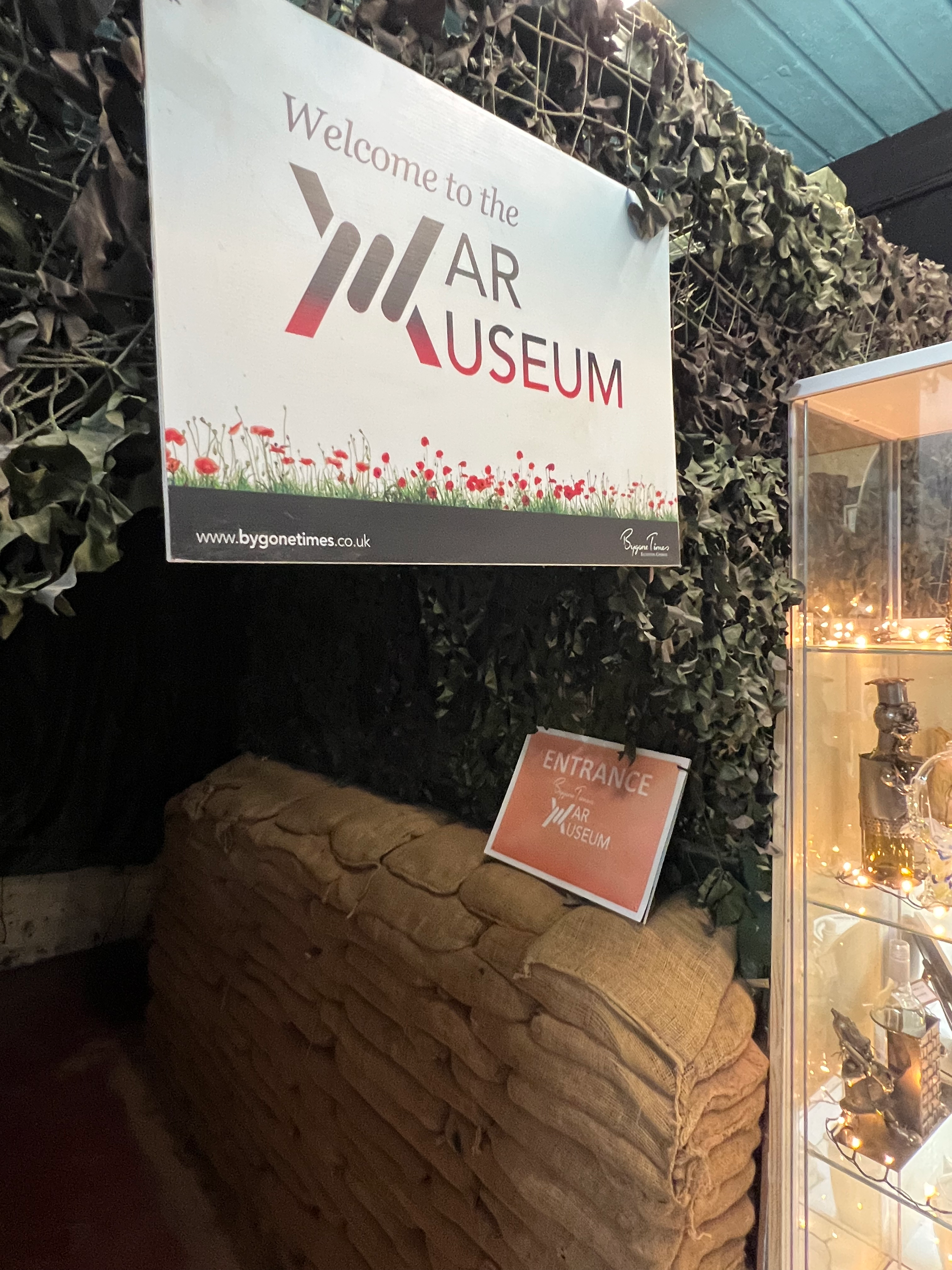 A banner of the war museum in Bygone Times antique market