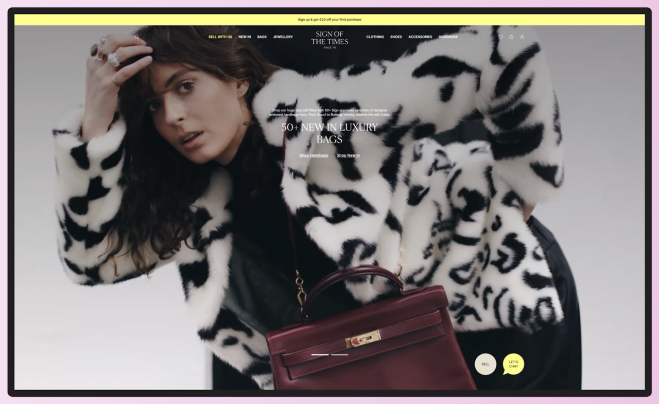 A screenshot of the Signs of the Times London website homepage