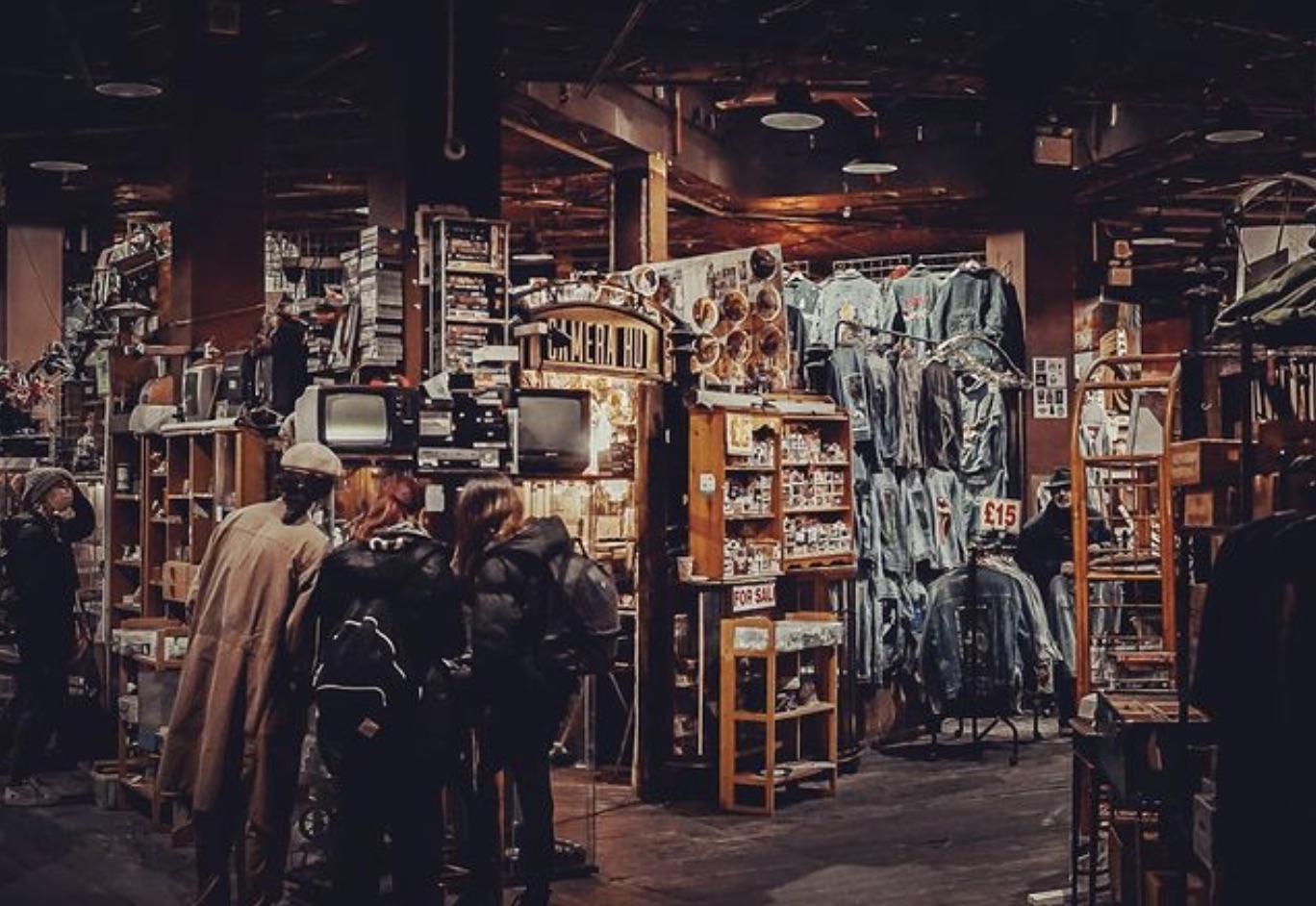 A photograph of a Camden vintage store interior
