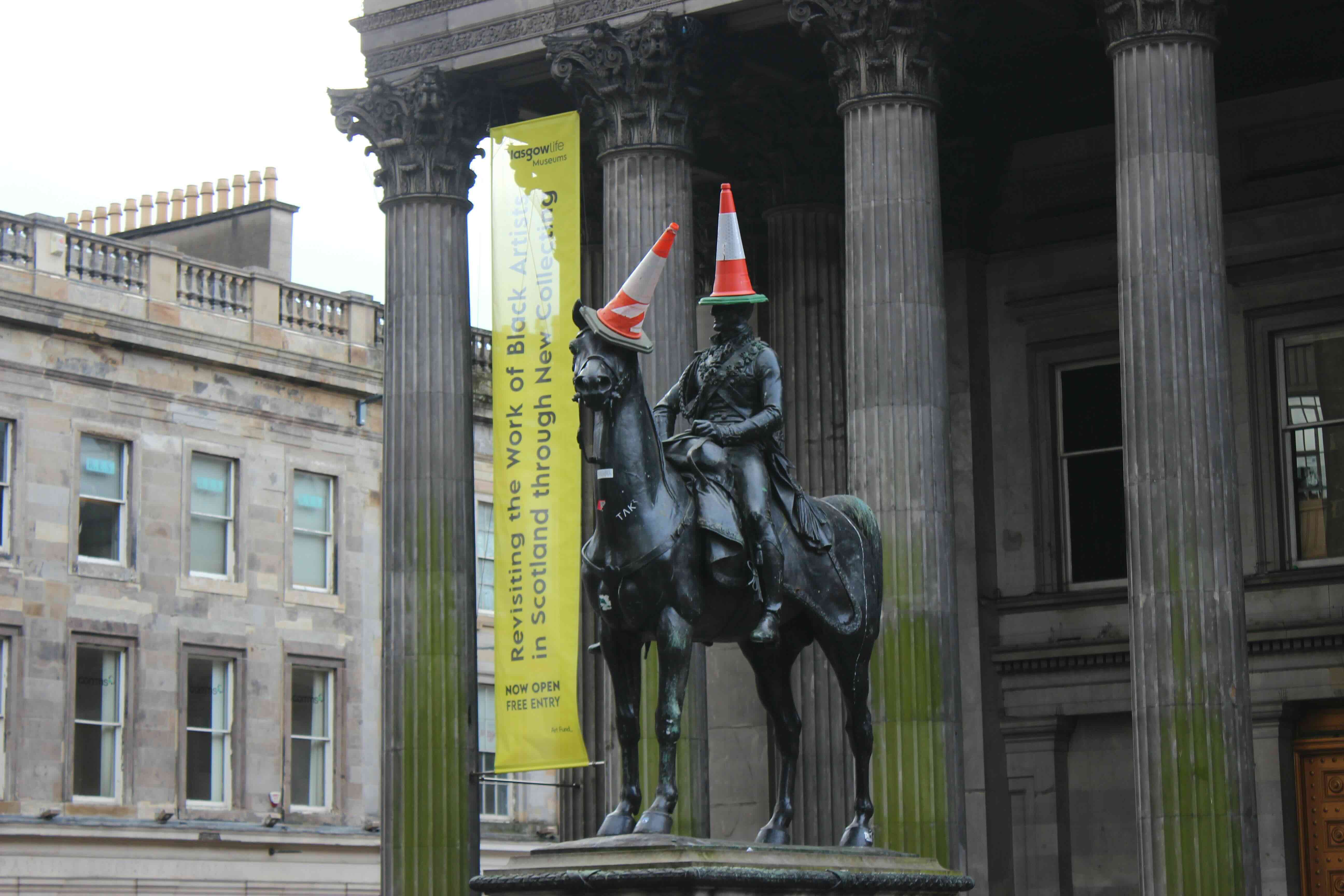 The equestrian statue of Arthur Wellesley in Glasgow
