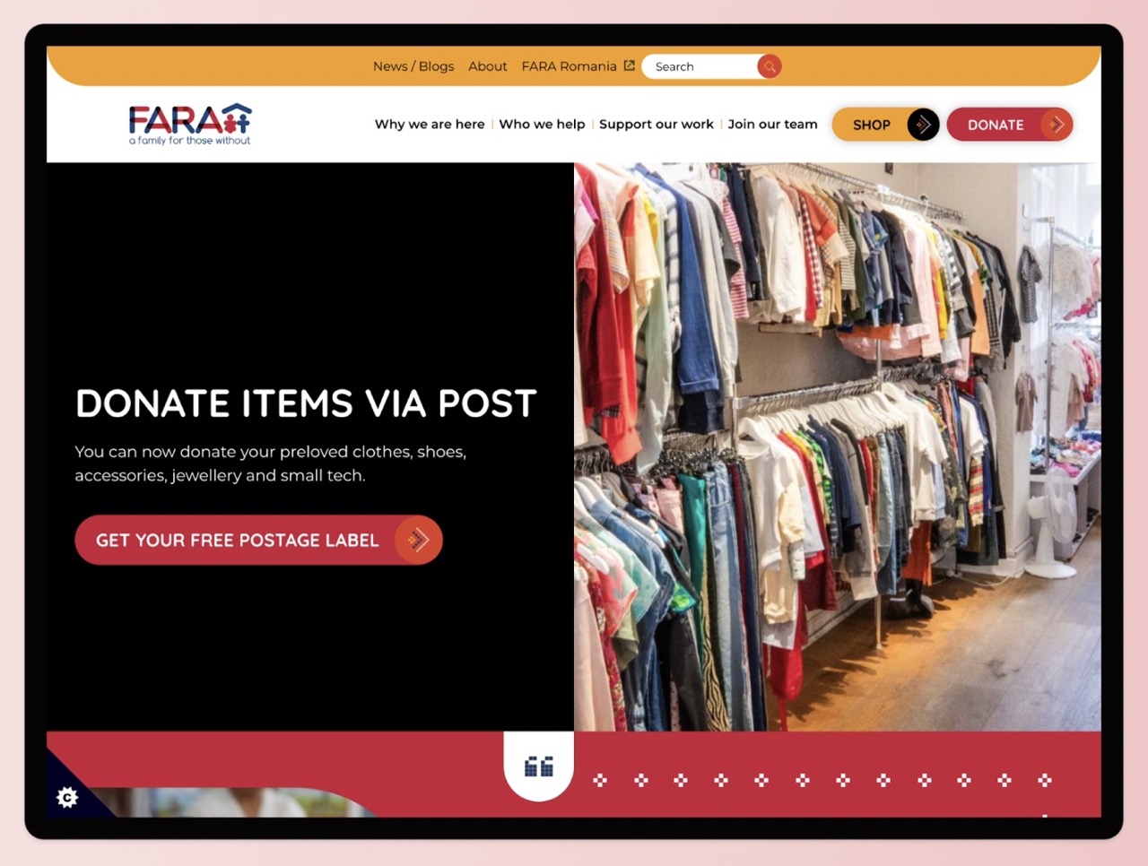 A screenshot of the FARA website homepage