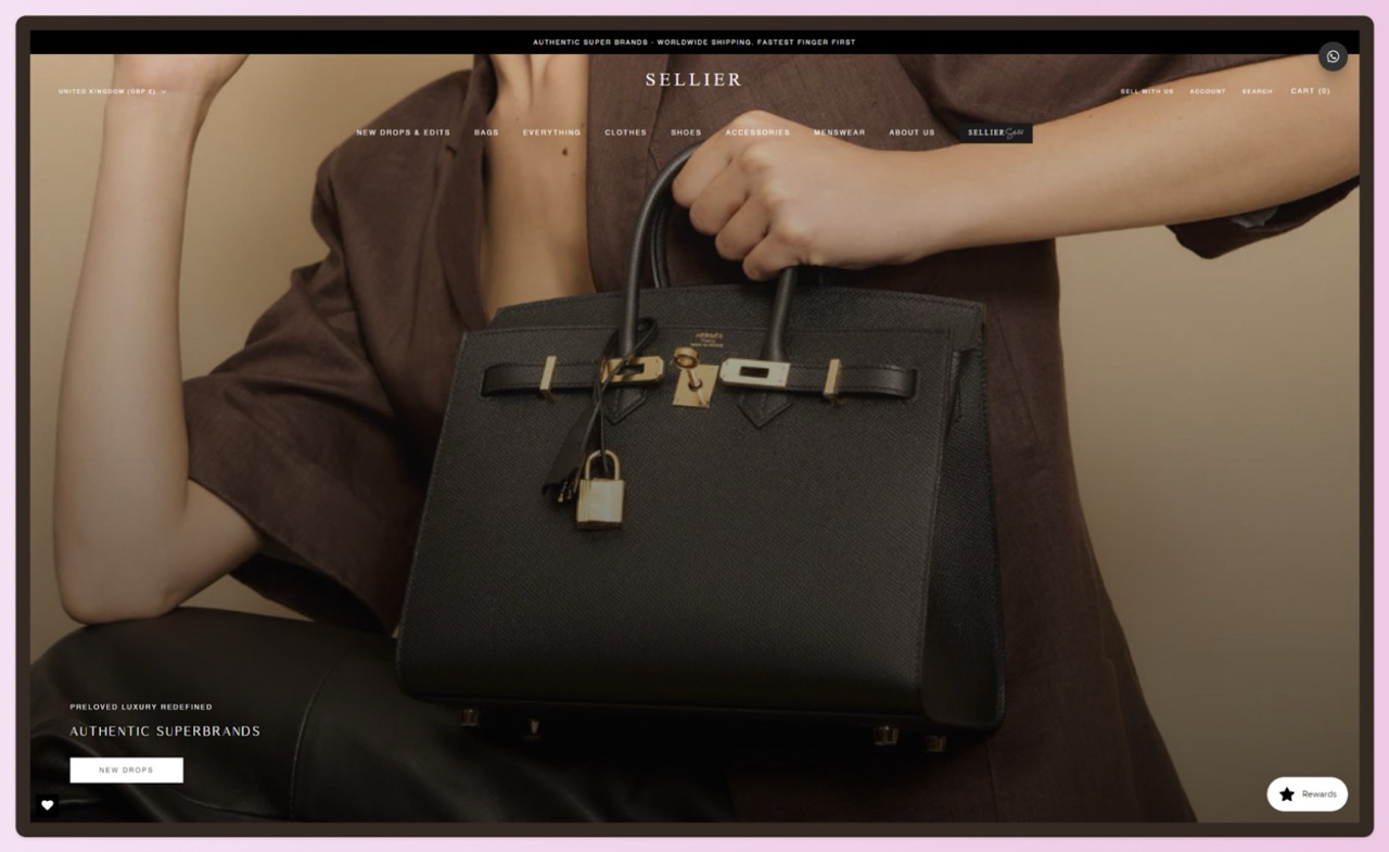 A screenshot of the Sellier Knightsbridge website homepage