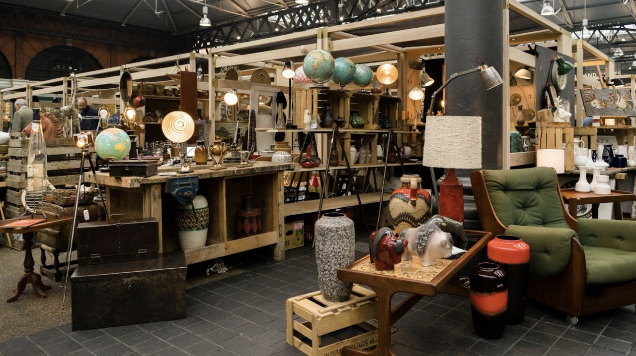 Inside London’s Old Spitalfields Market during a vintage event