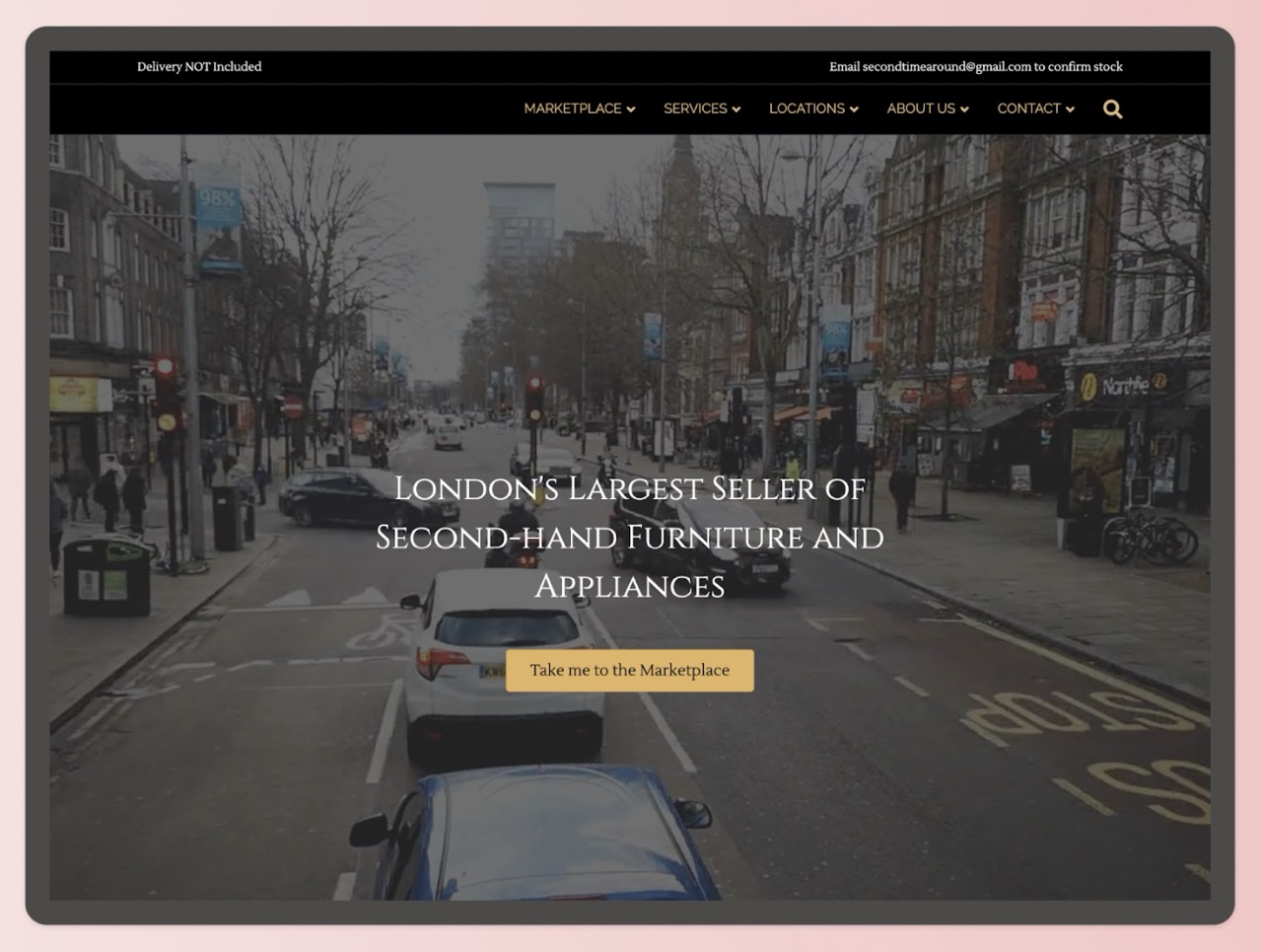 A screenshot of the Second Time Around London website homepage