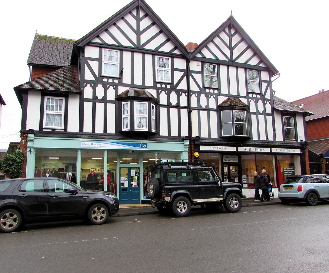 Exterior of the Severn Hospice charity shop in Church Stretton, Shropshire, on Sandford Avenue